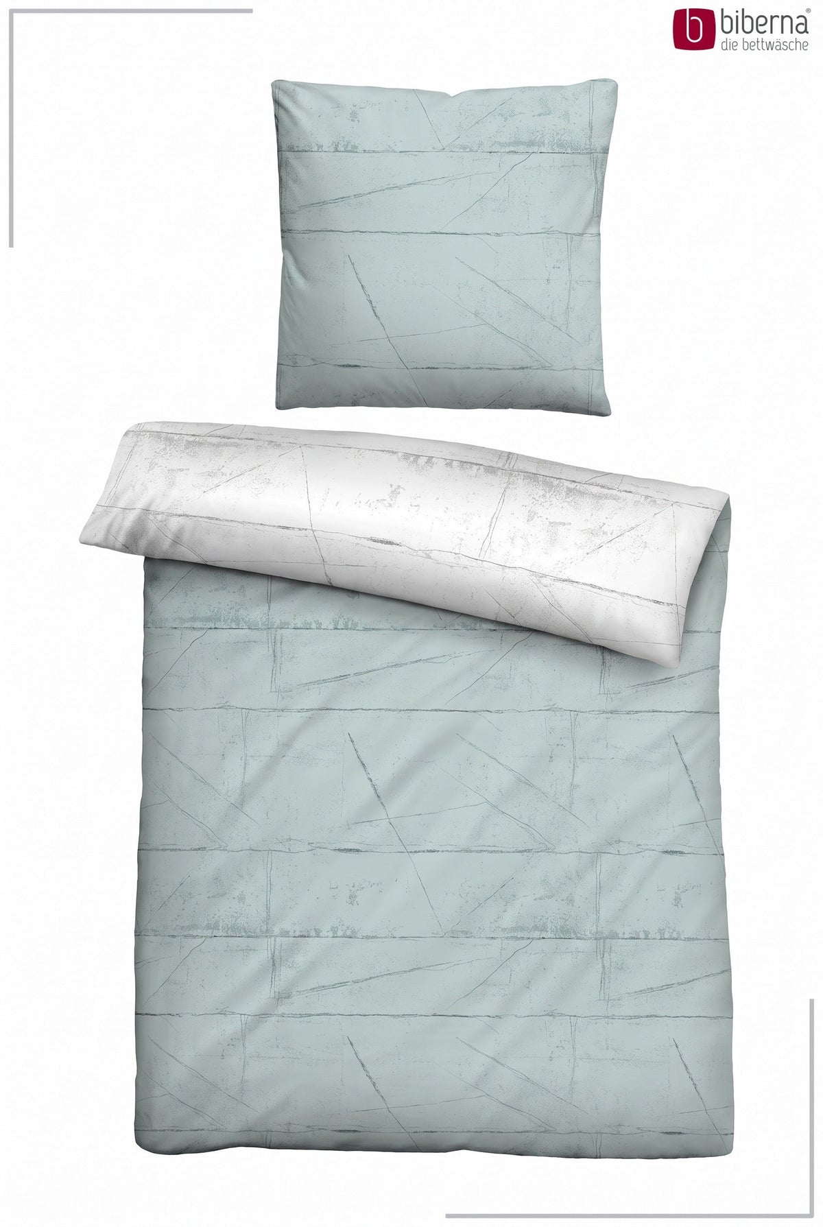 biberna Baumwoll-Satin Bettwäsche - Set flach ausgelegt