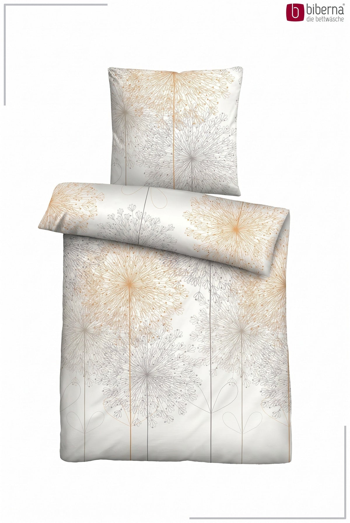 biberna Baumwoll-Satin Bettwäsche - Set flach ausgelegt