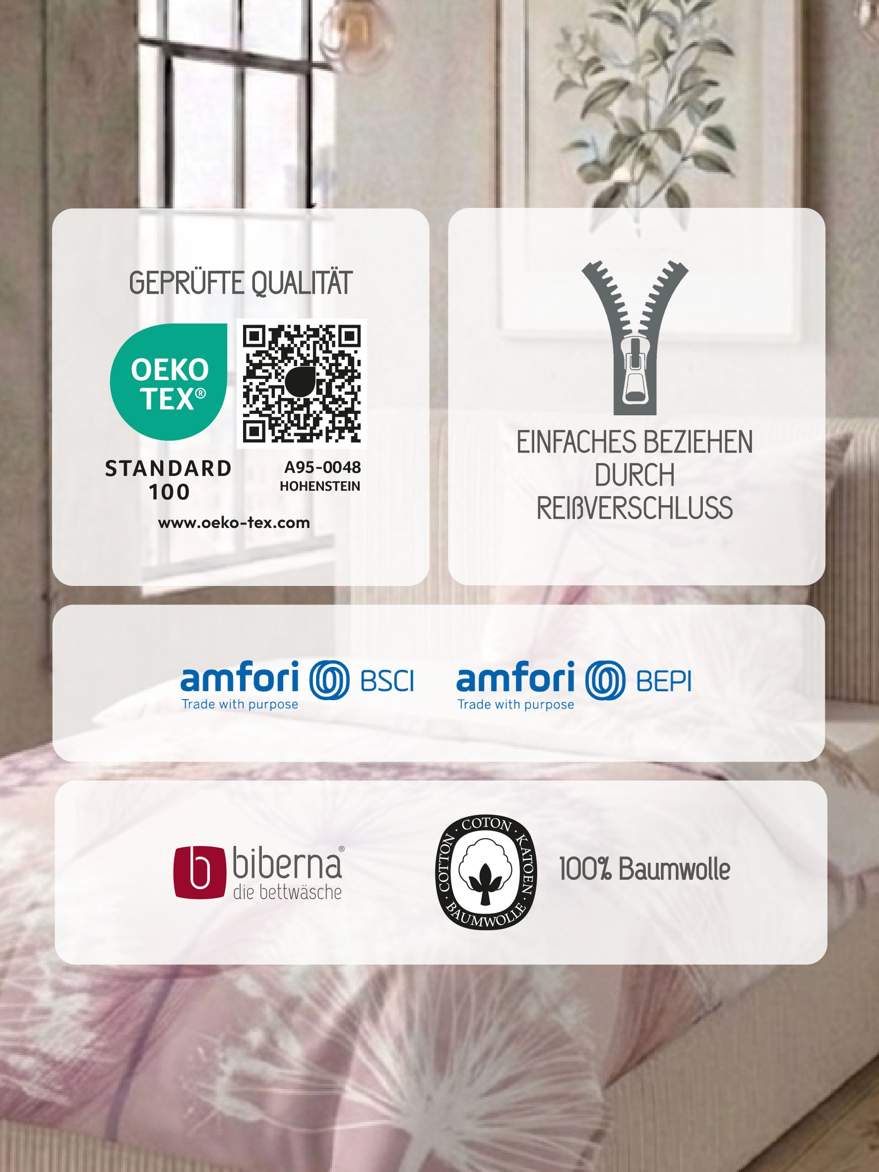 biberna Mako-Satin Bettwäsche Rose – Produktdetail