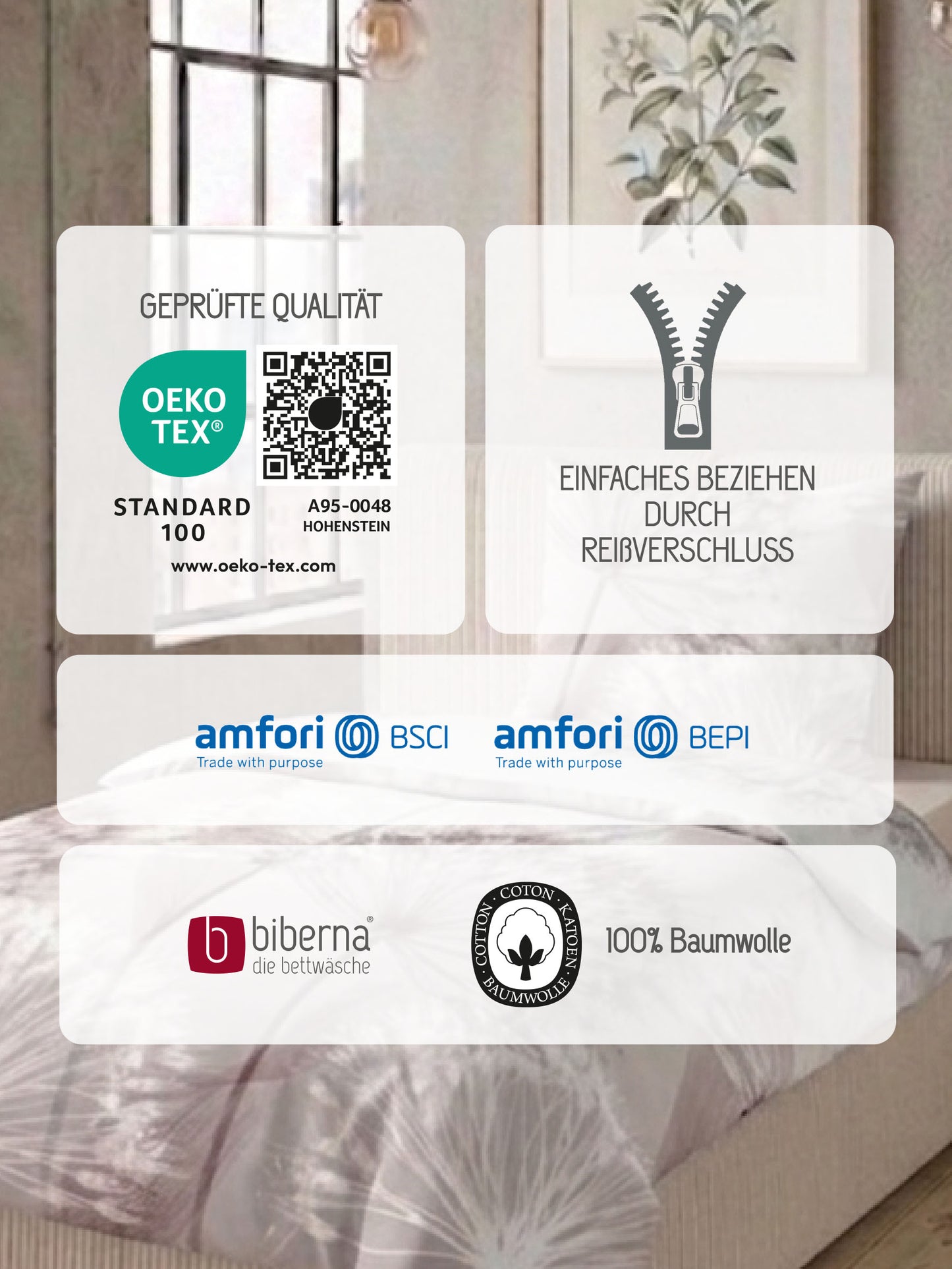 biberna Mako-Satin Bettwäsche Basalt – Produktdetail