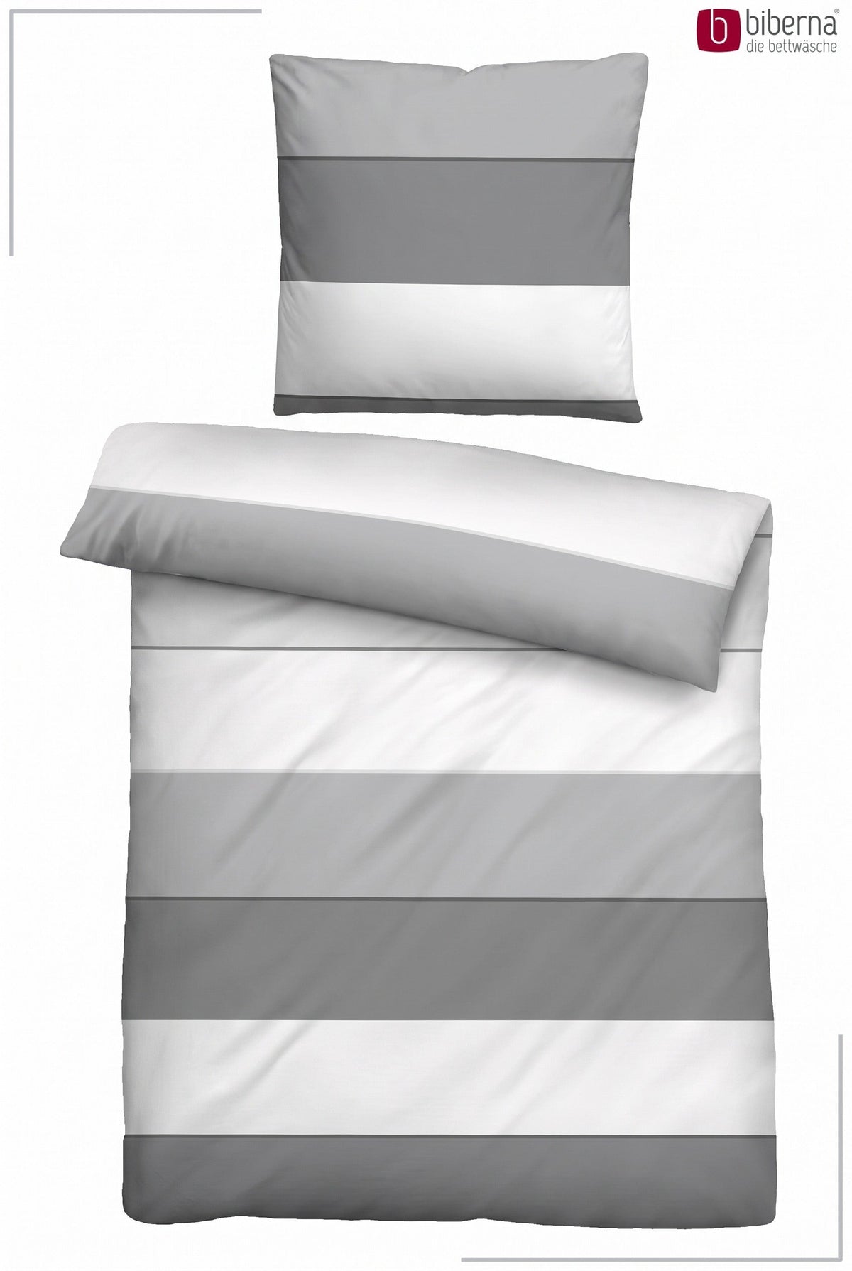 biberna Mako-Satin Bettwäsche - Set flach ausgelegt