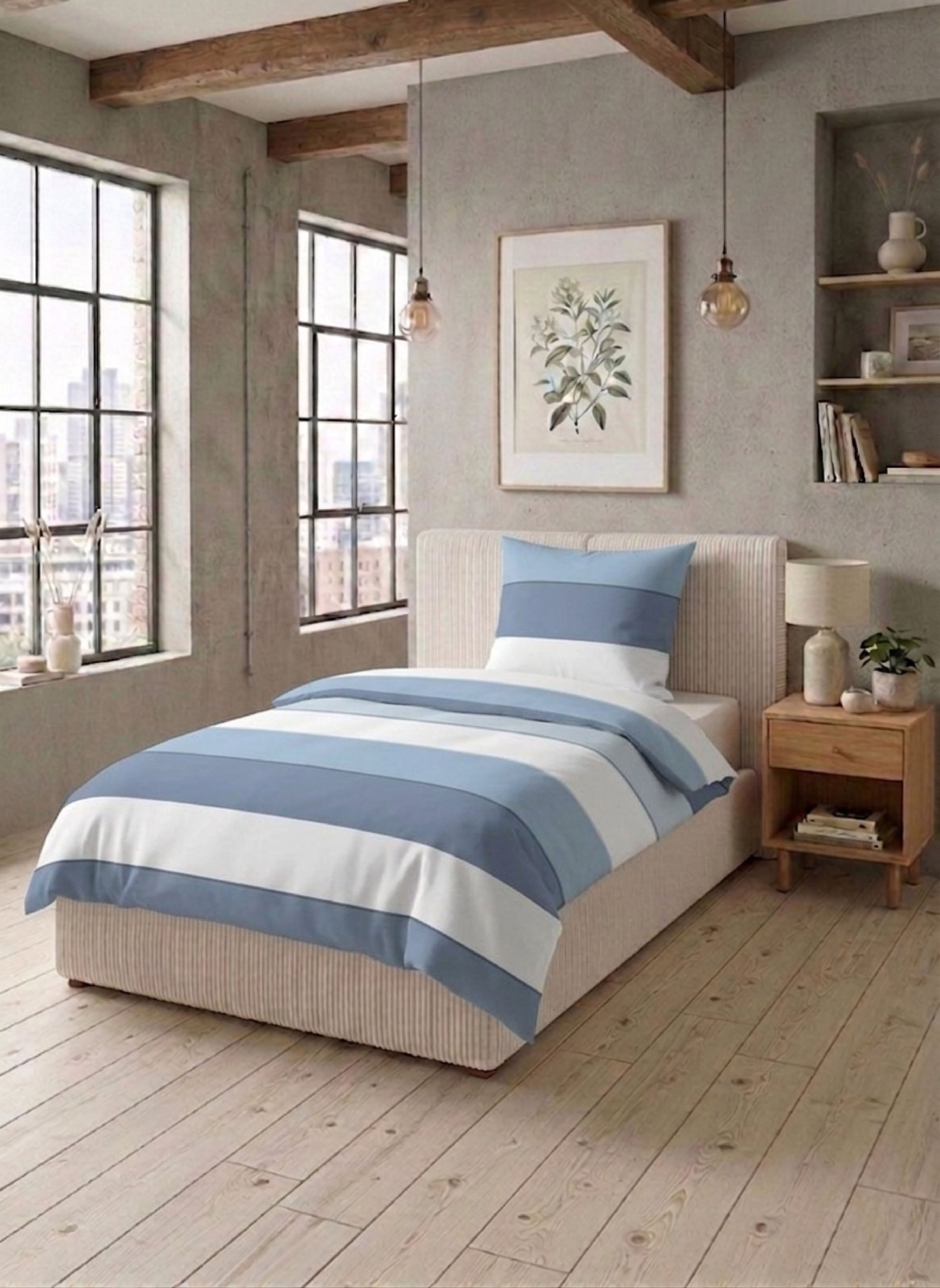 biberna Mako-Satin Bettwäsche Taubenblau – Produktdetail