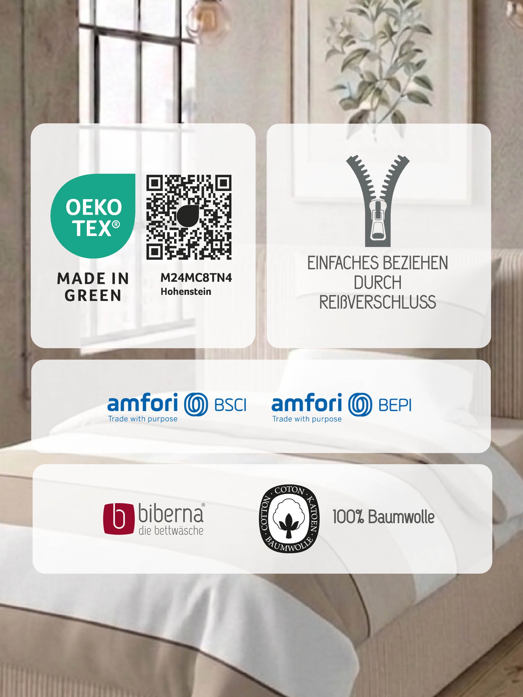 biberna Mako-Satin Bettwäsche Kitt – Produktdetail