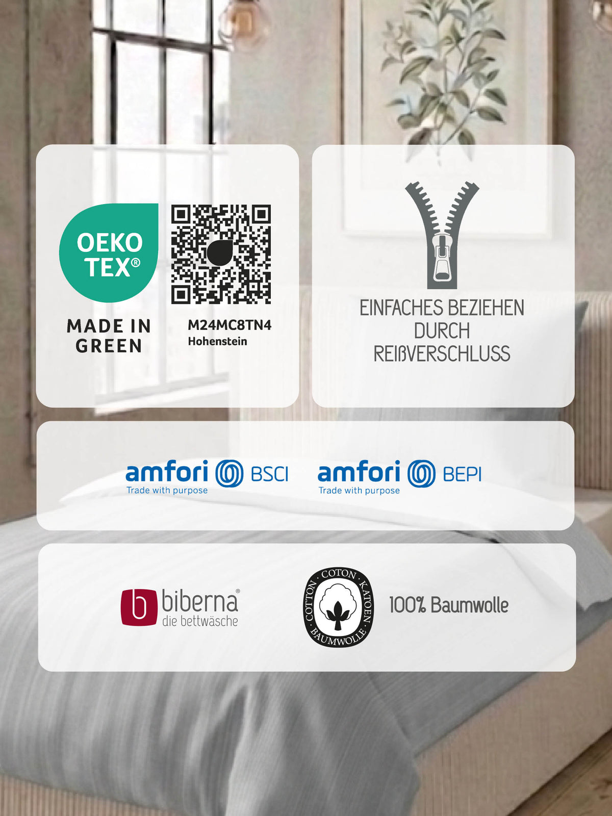 biberna Mako-Satin Bettwäsche Sturmgrau – Produktdetail