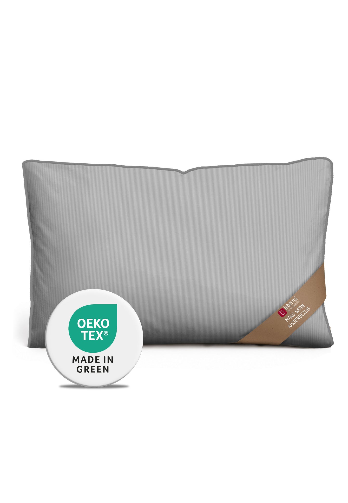biberna Mako-Satin Kissenbezug Sturmgrau – Mako-Satin