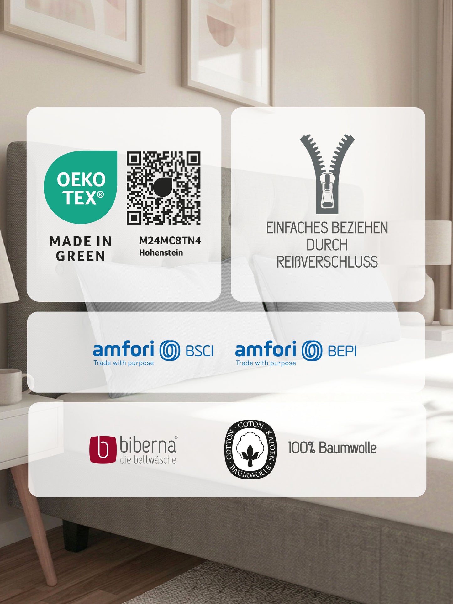 biberna Mako-Satin Kissenbezug Sturmgrau – Produktdetail