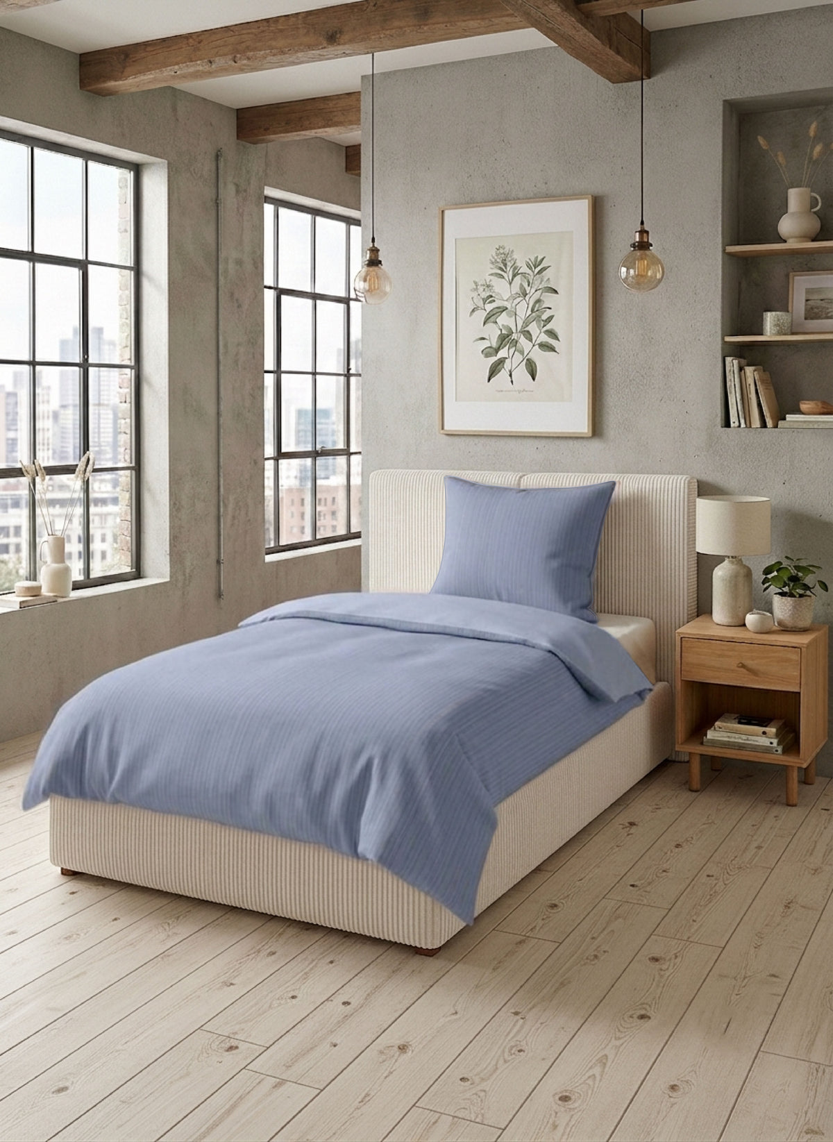 biberna Mako-Satin Bettwäsche Blau – Produktdetail