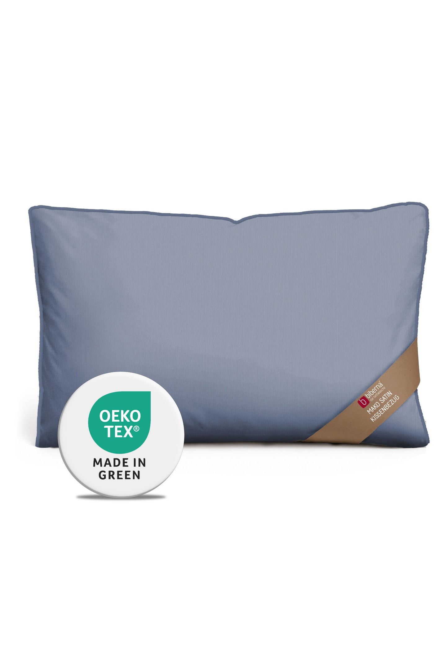 biberna Mako-Satin Kissenbezug Blau – Mako-Satin