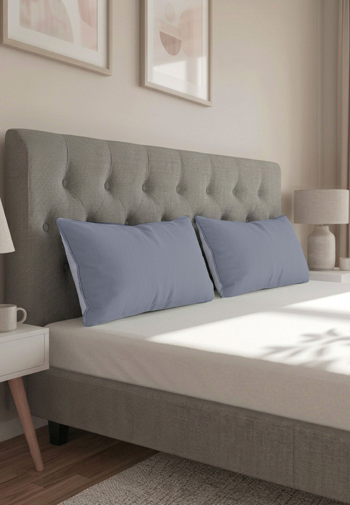 biberna Mako-Satin Kissenbezug Blau – Produktdetail