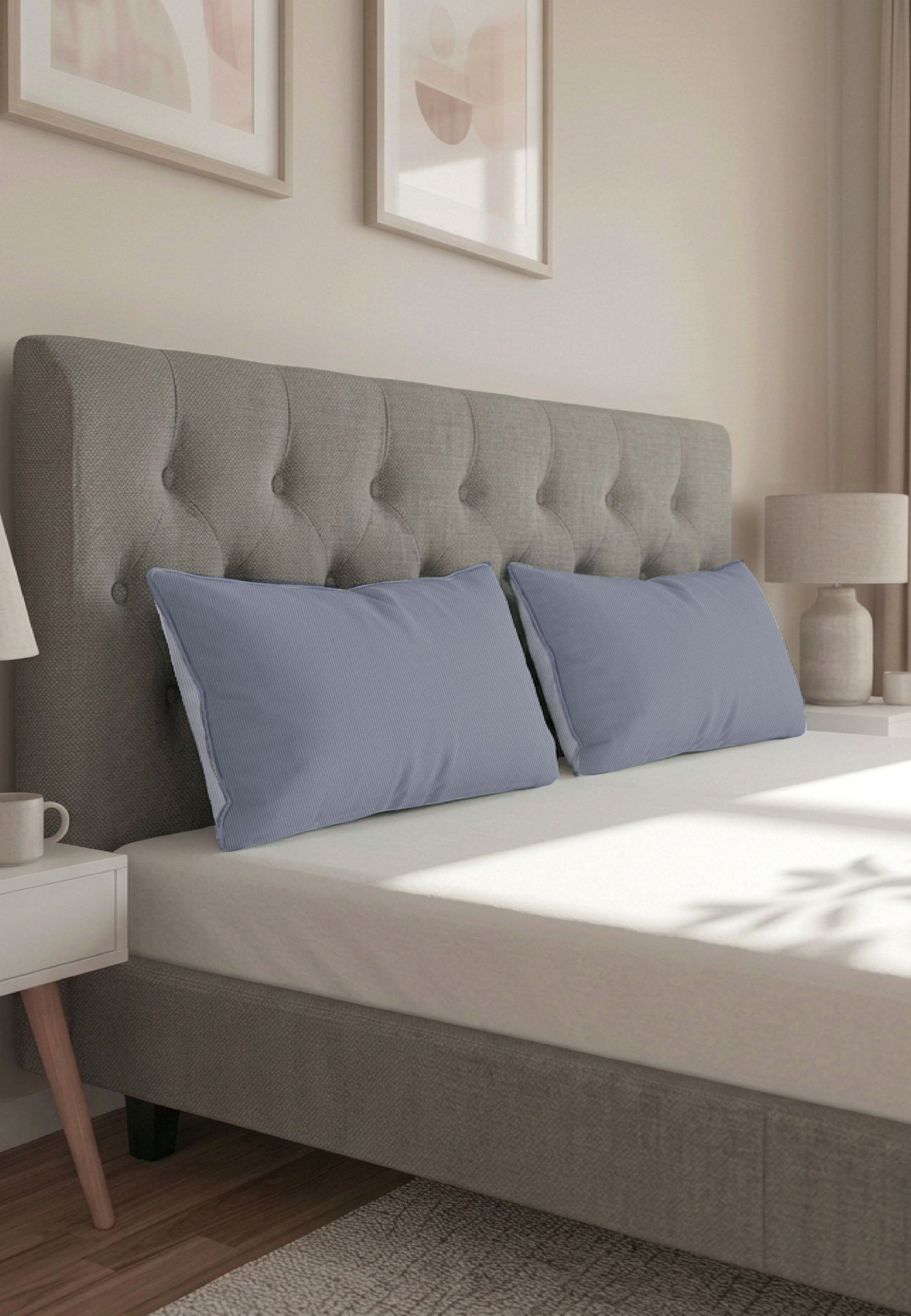 biberna Mako-Satin Kissenbezug Blau – Produktdetail