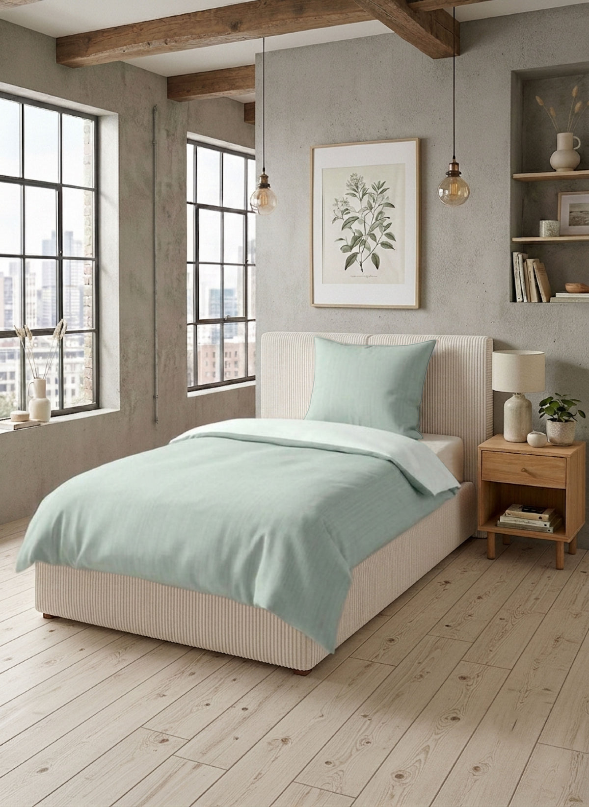 biberna Mako-Satin Bettwäsche Salbei – Produktdetail
