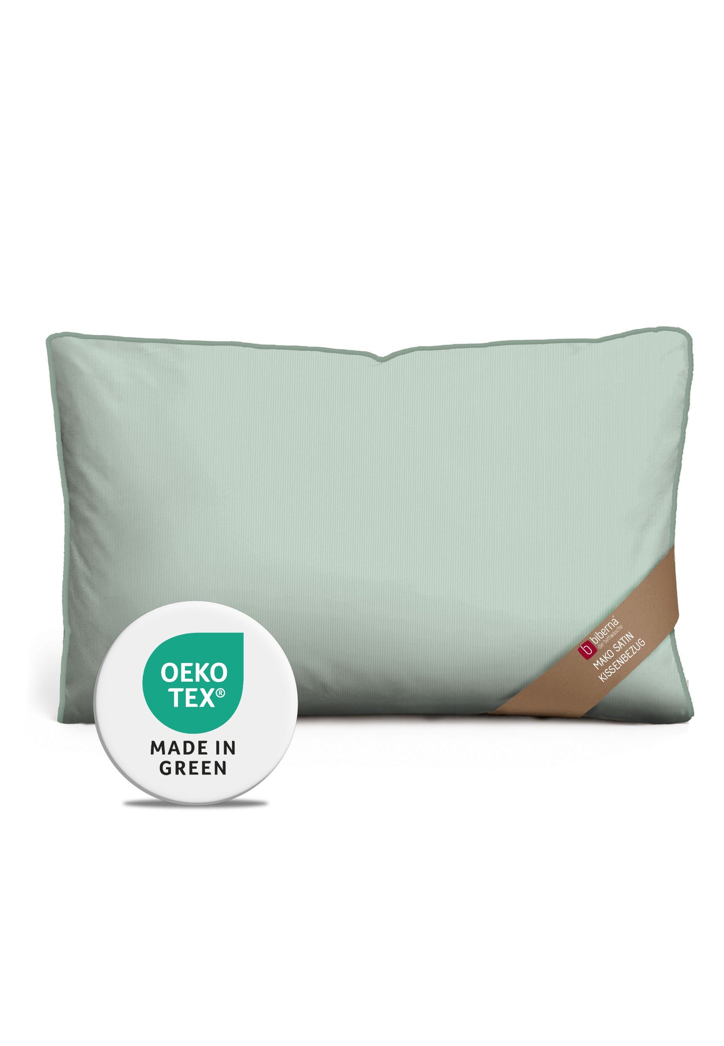 biberna Mako-Satin Kissenbezug Salbei – Mako-Satin