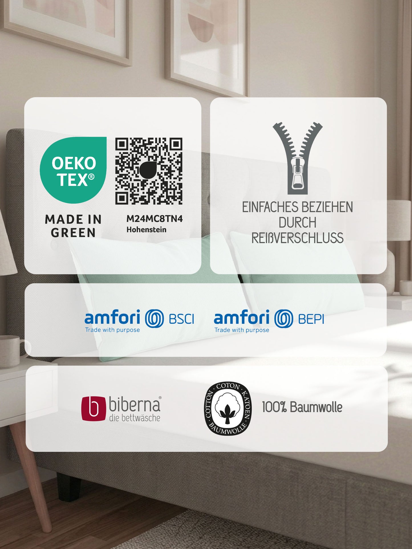 biberna Mako-Satin Kissenbezug Salbei – Produktdetail
