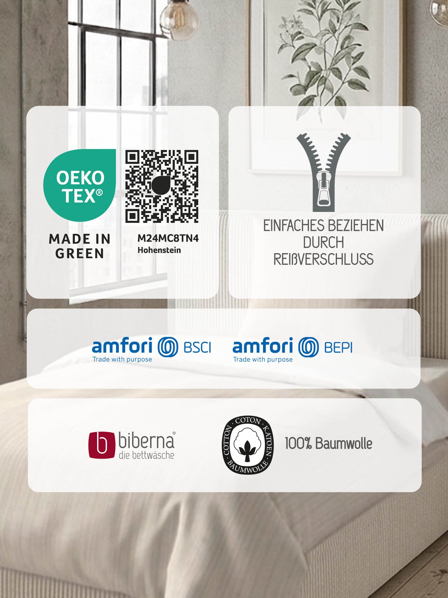 biberna Mako-Satin Bettwäsche Natur – Produktdetail