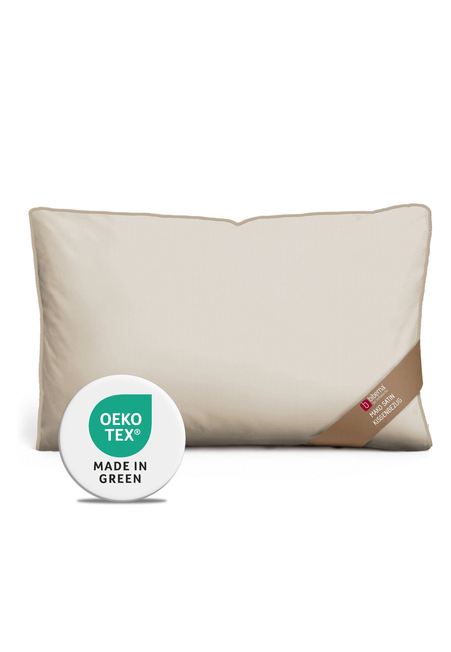 biberna Mako-Satin Kissenbezug Natur – Mako-Satin