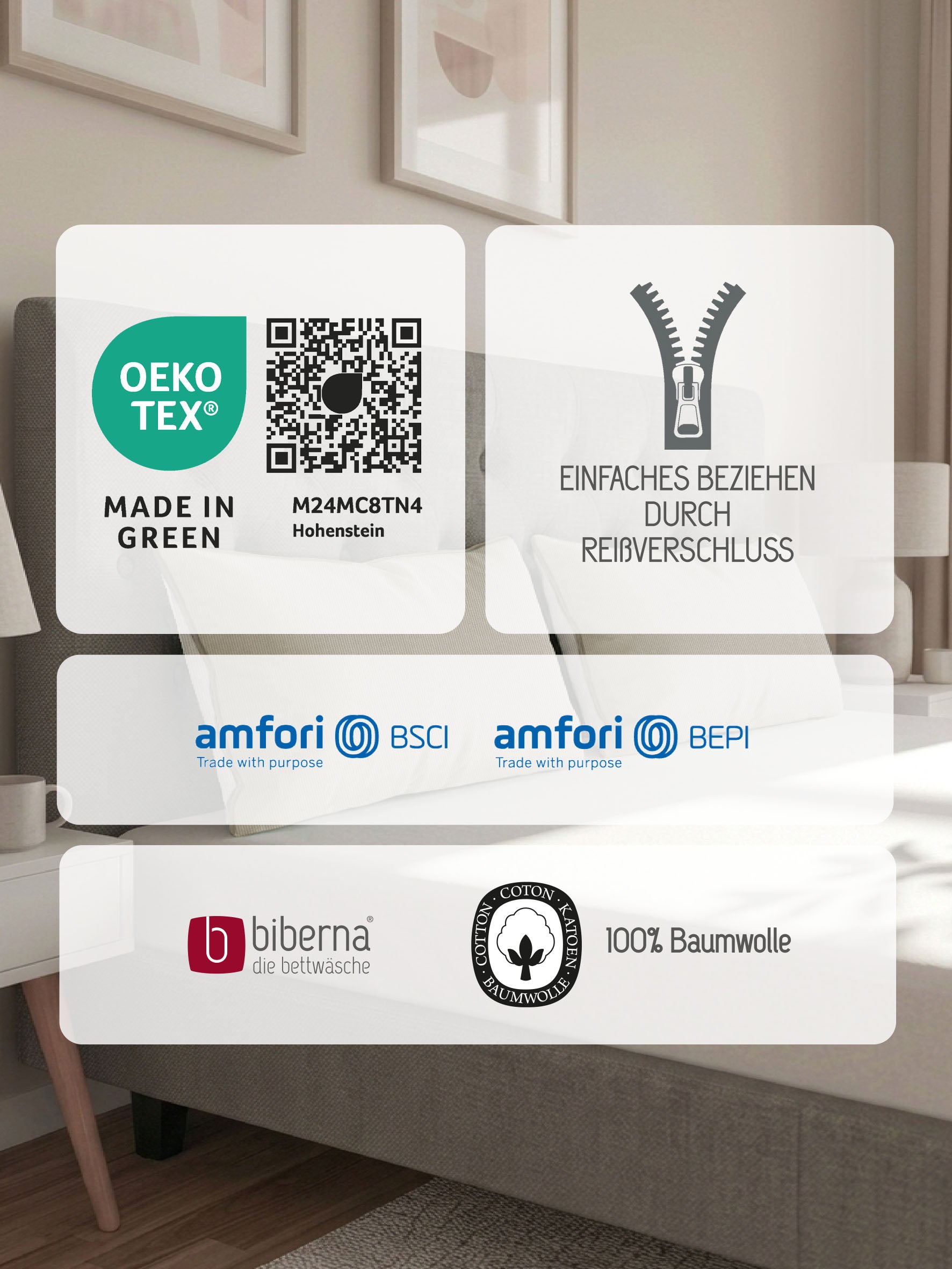 biberna Mako-Satin Kissenbezug Natur – Produktdetail