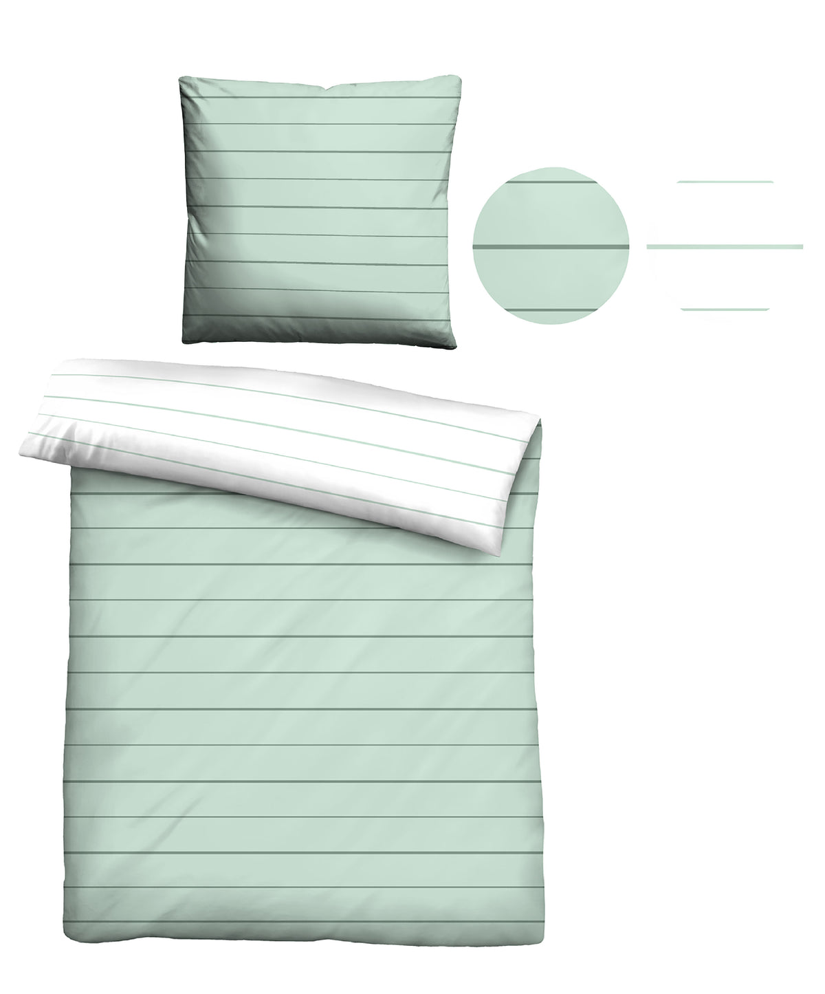 biberna Mako-Satin Kopfkissenbezug Mint – Stoffmuster Mako-Satin