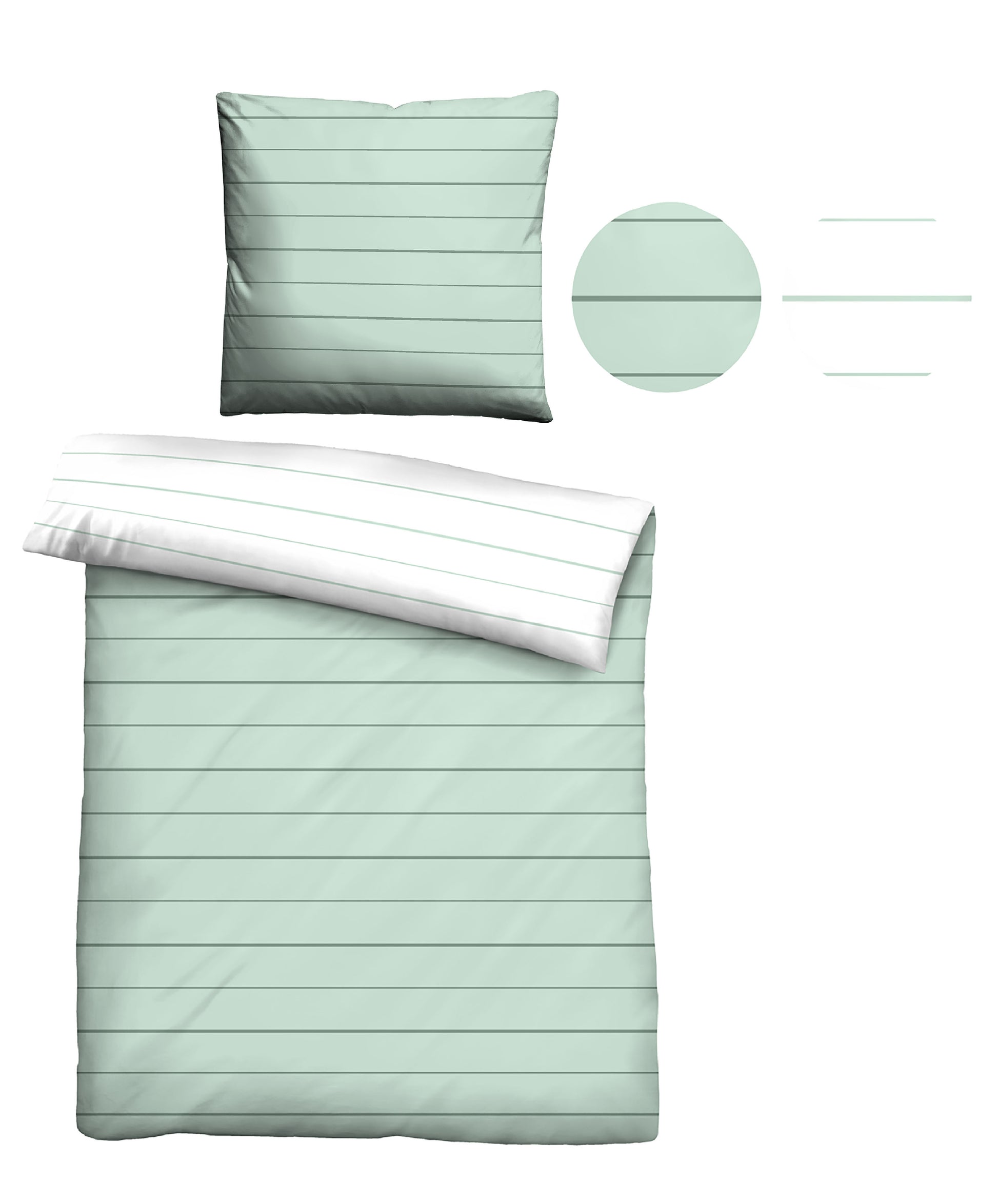 biberna Mako-Satin Kopfkissenbezug Mint – Stoffmuster Mako-Satin