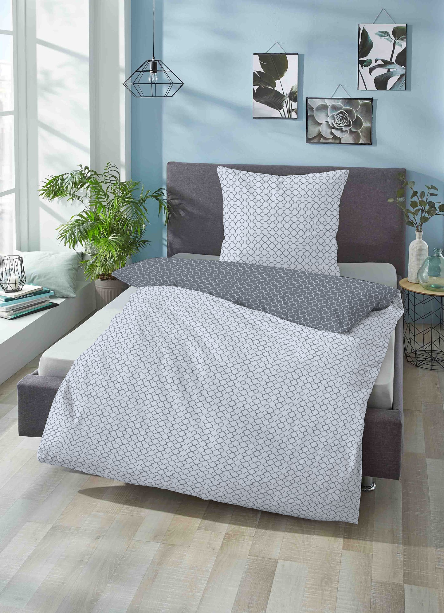 biberna Mako-Satin Bettwäsche Blau – Produktdetail