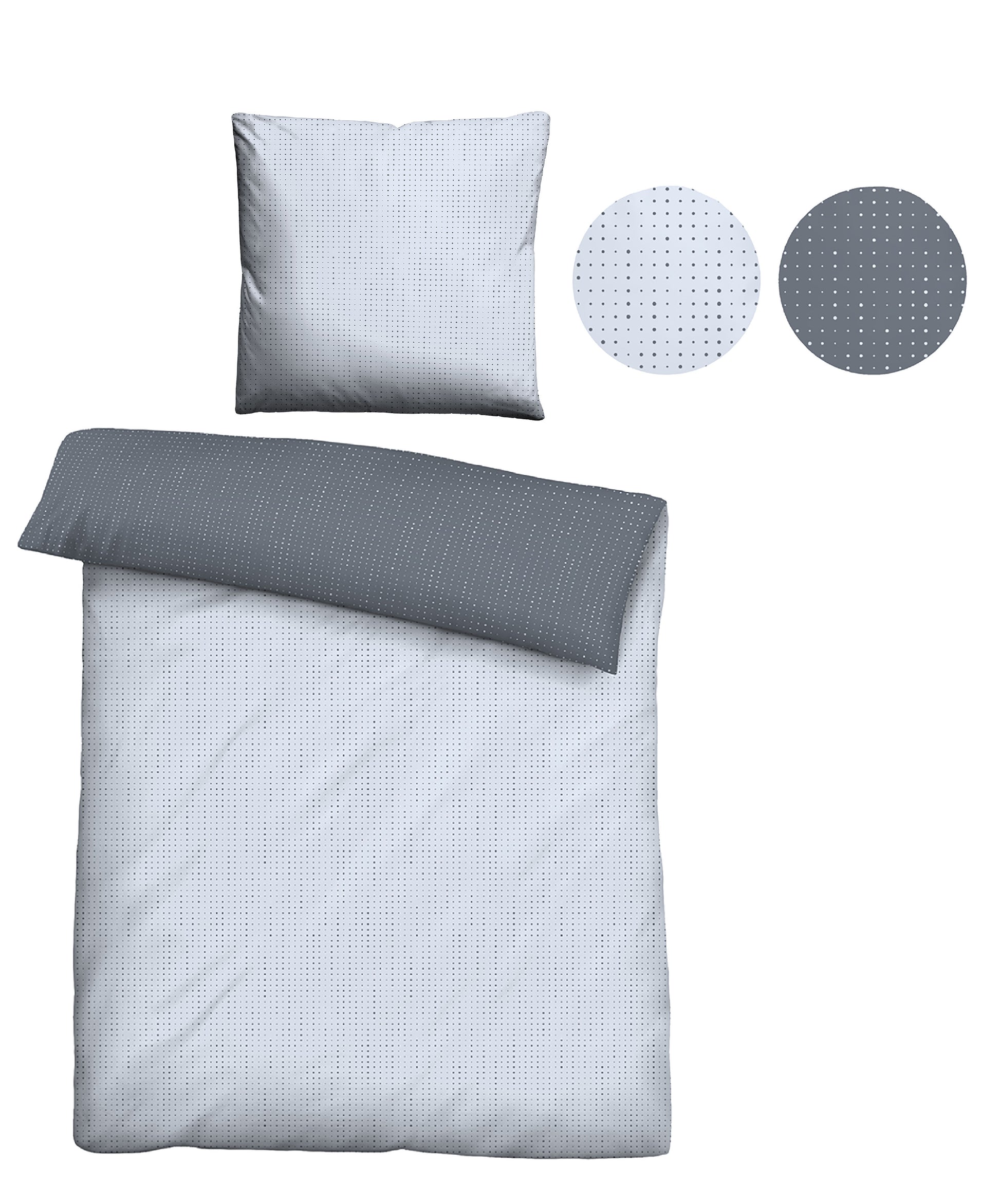 biberna Mako-Satin Bettwäsche Blau – Stoffmuster Mako-Satin