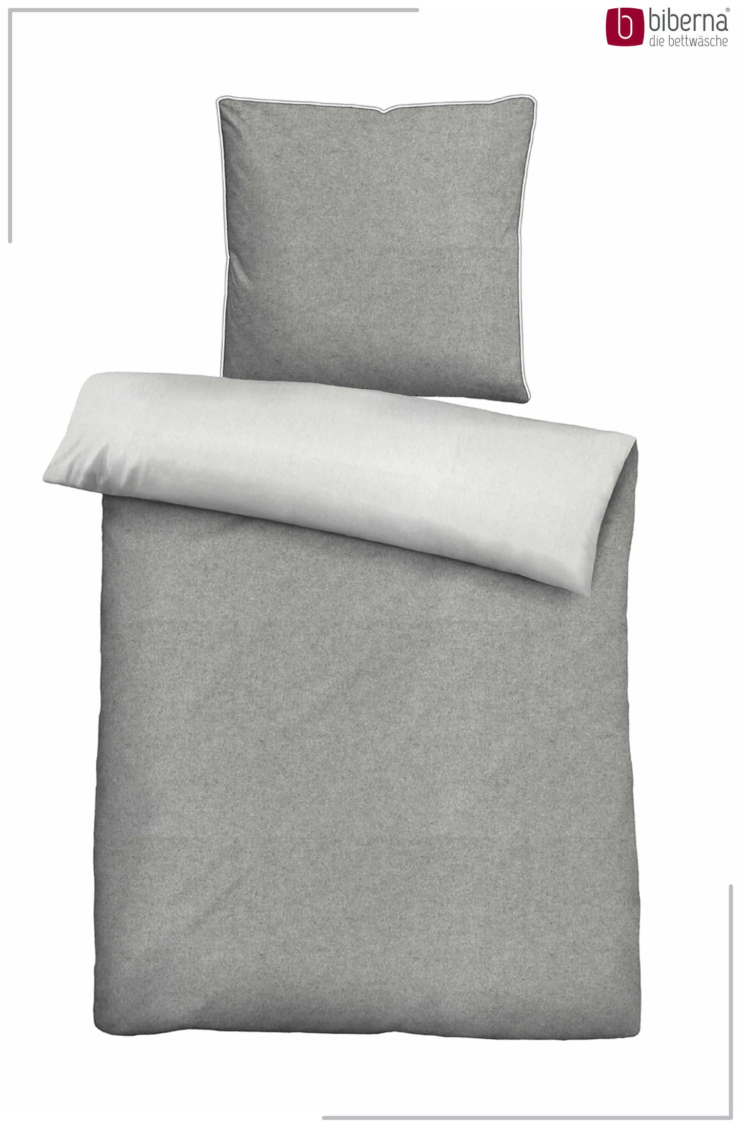 biberna Melange-Flanell Bettwäsche Sturmgrau – Produktdetail