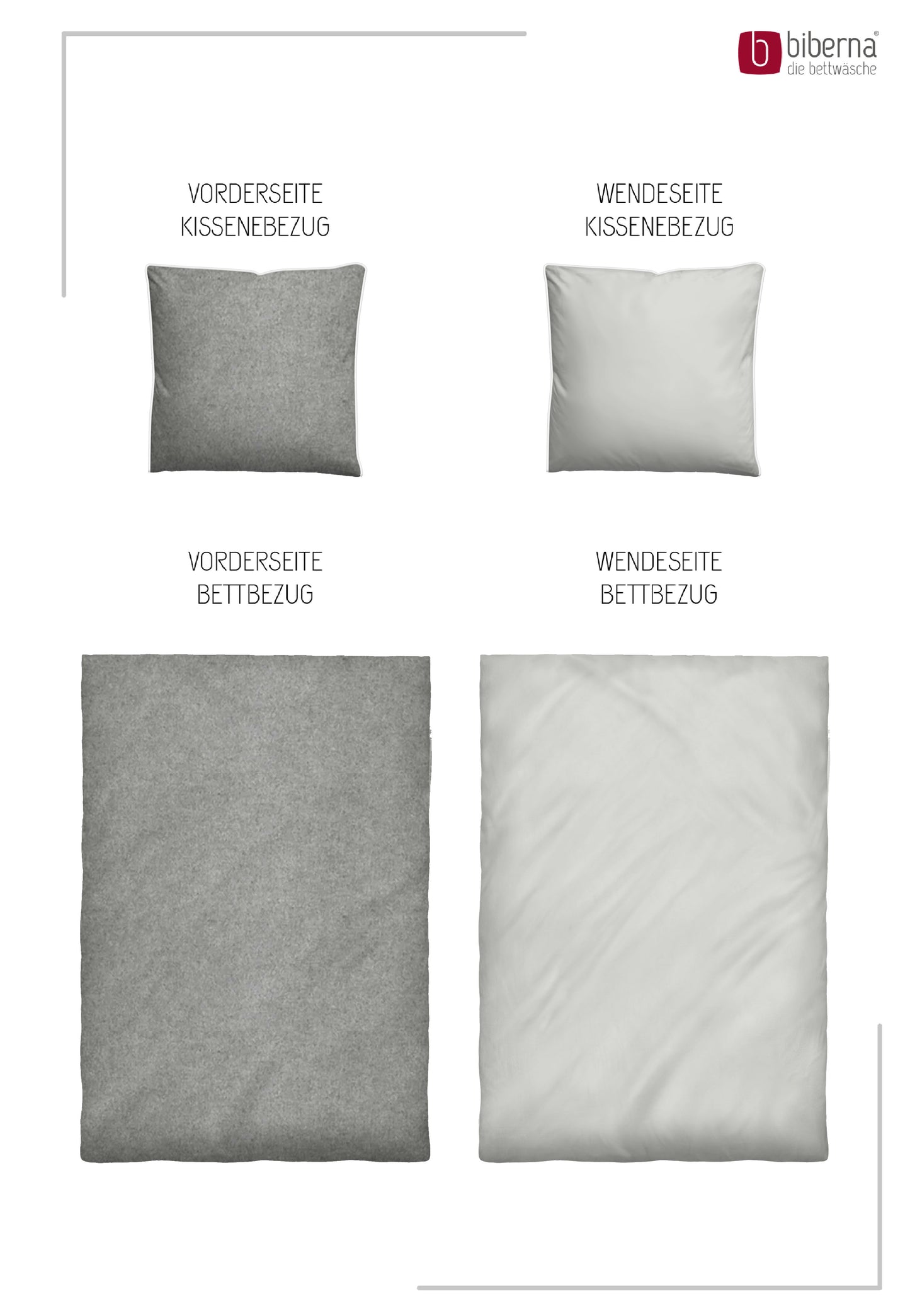 biberna Melange-Flanell Bettwäsche Sturmgrau – Produktdetail