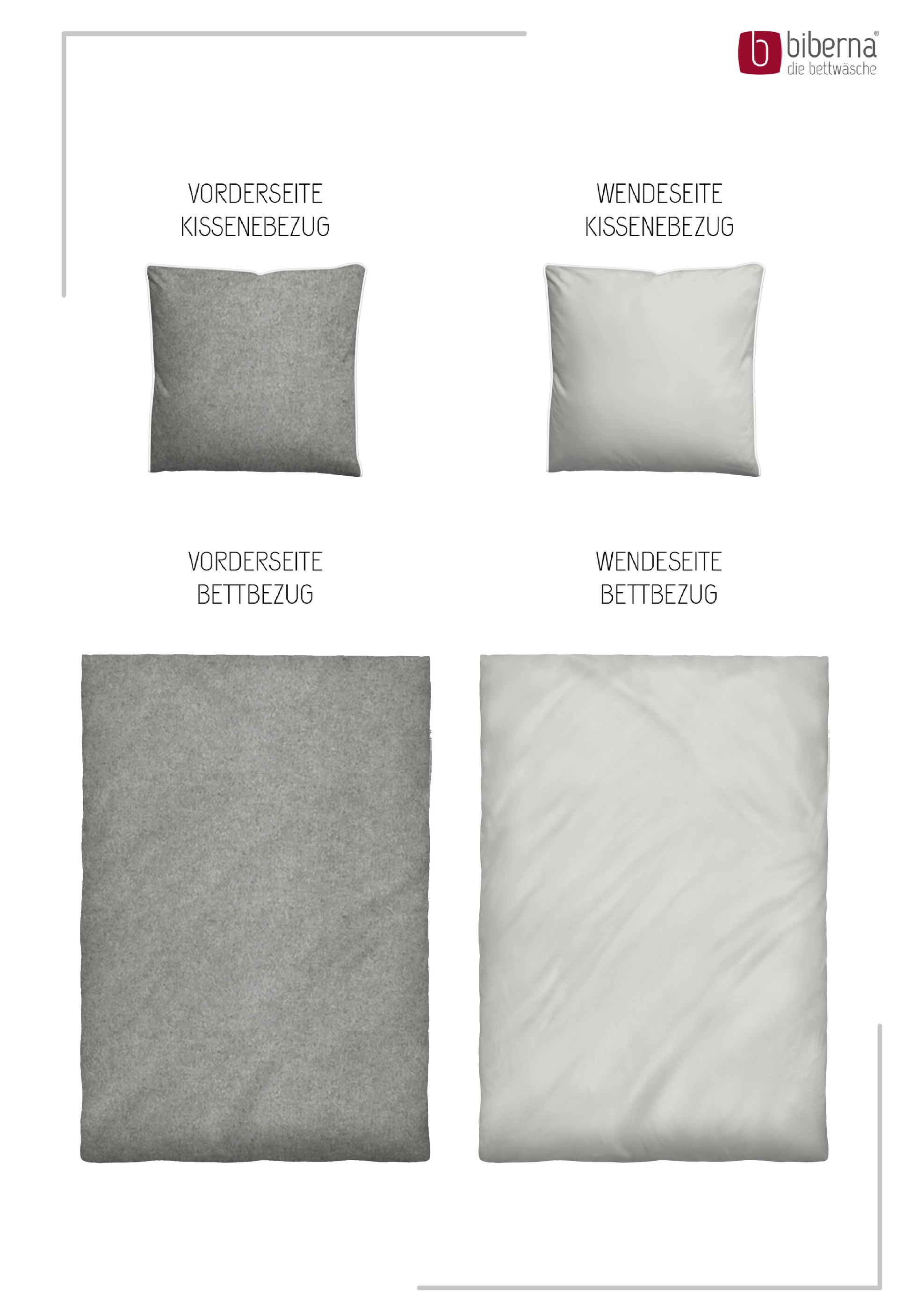 biberna Melange-Flanell Bettwäsche Sturmgrau – Produktdetail