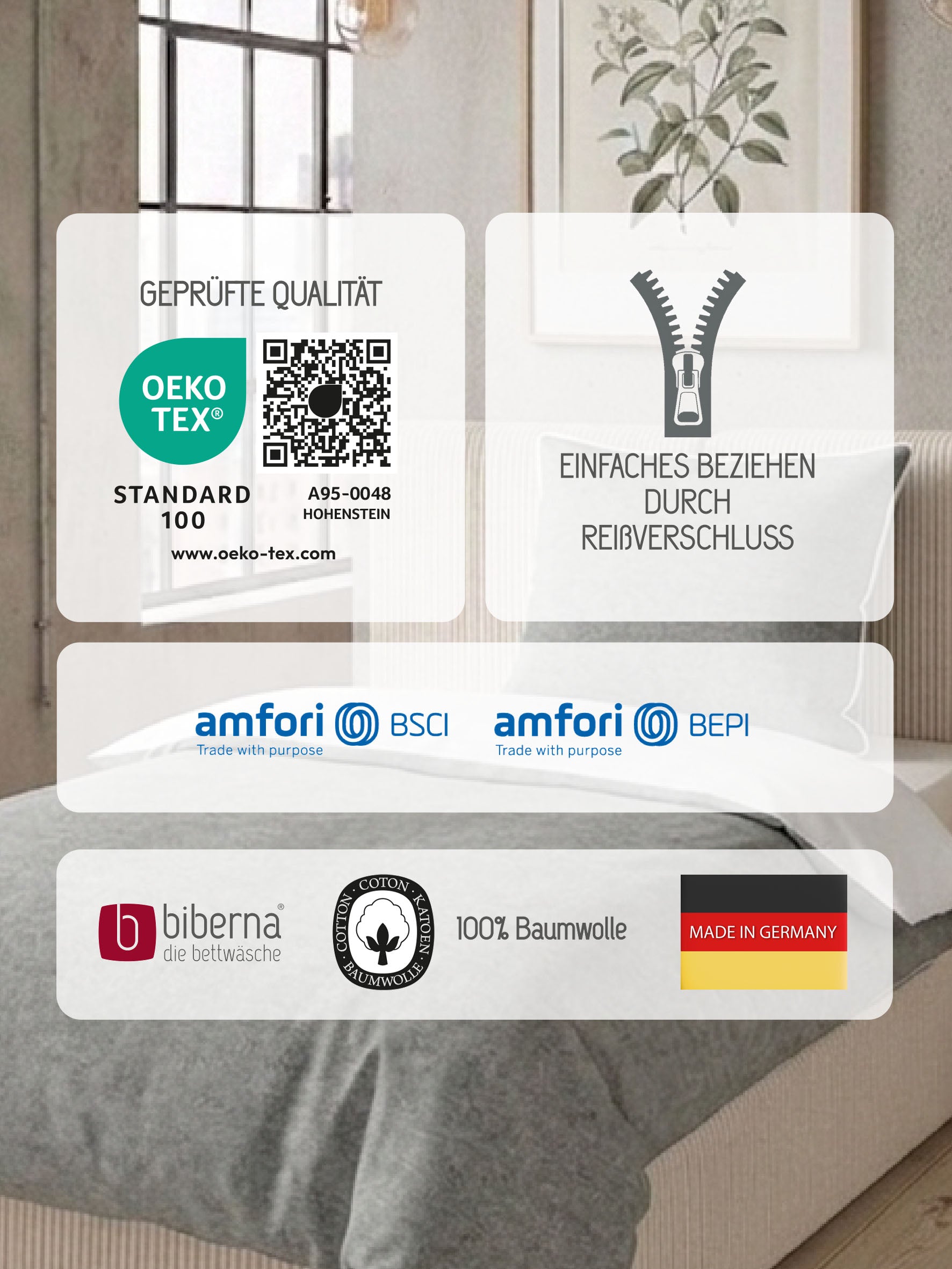 biberna Melange-Flanell Bettwäsche Sturmgrau – Produktdetail