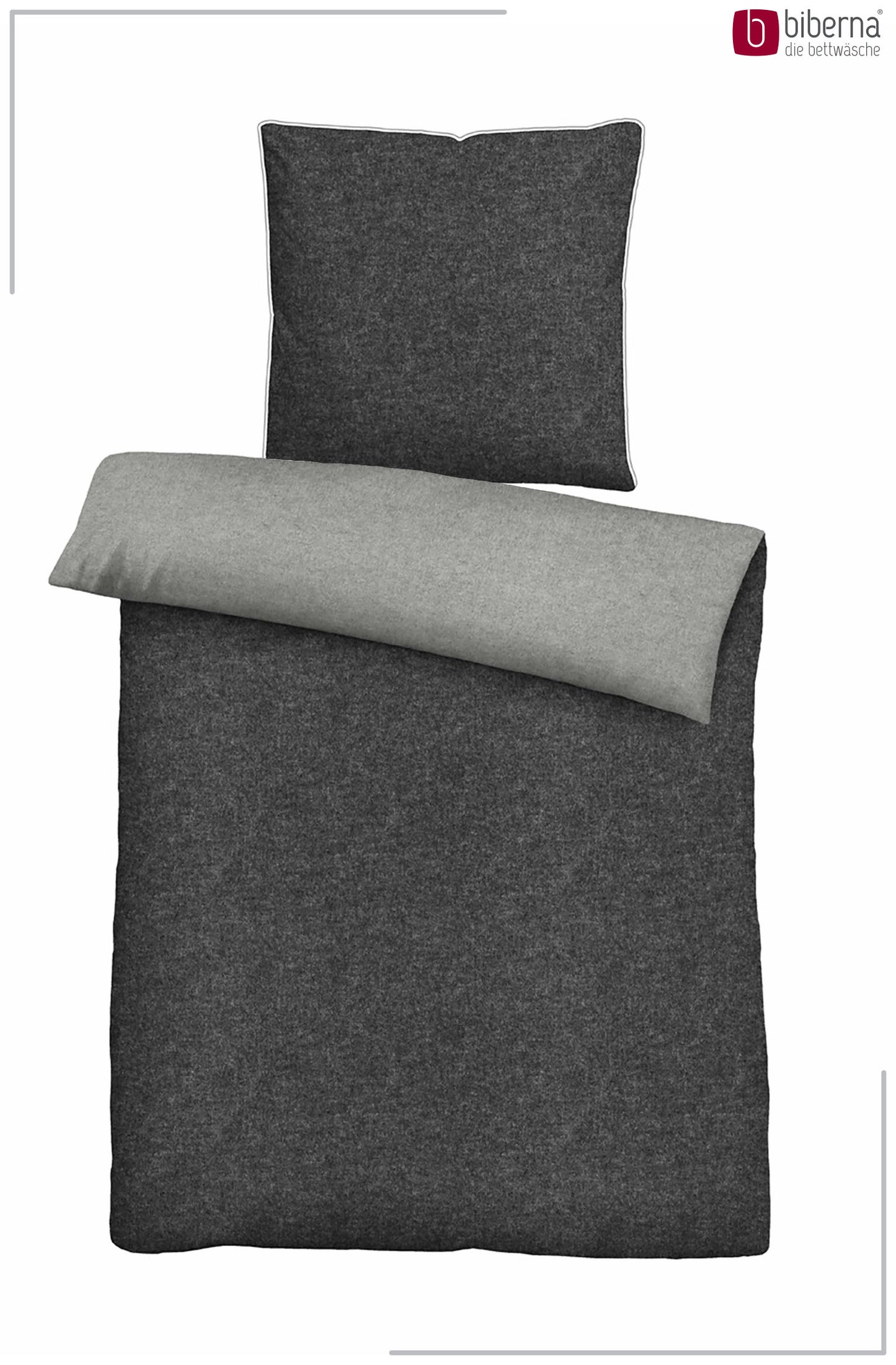 biberna Melange-Flanell Bettwäsche Titanium – Produktdetail