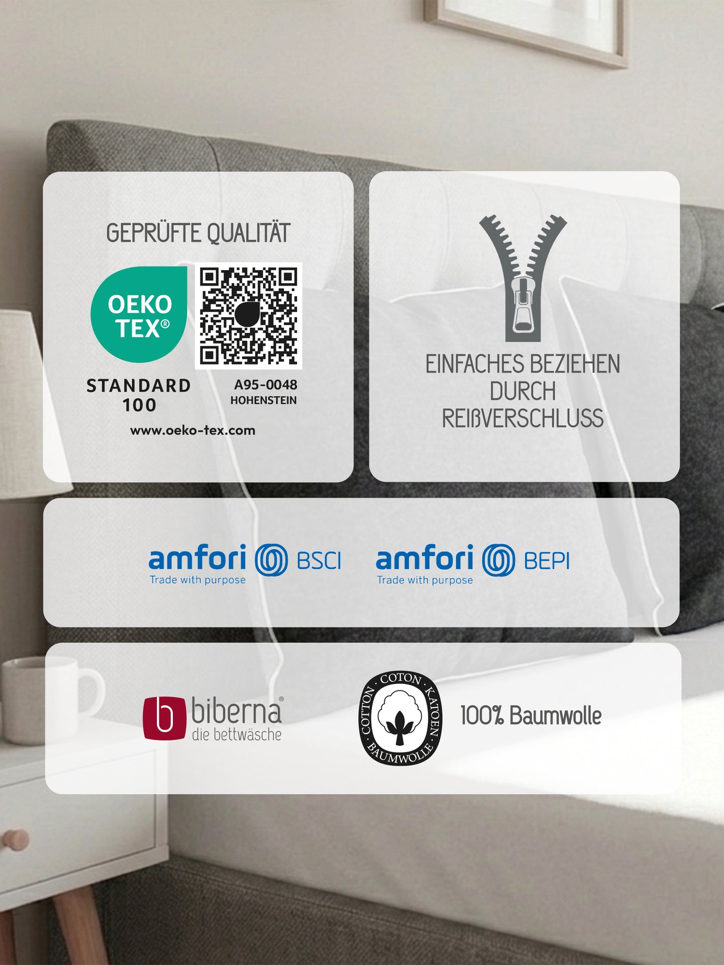 biberna Melange-Flanell Kissenbezug Titanium – Produktdetail