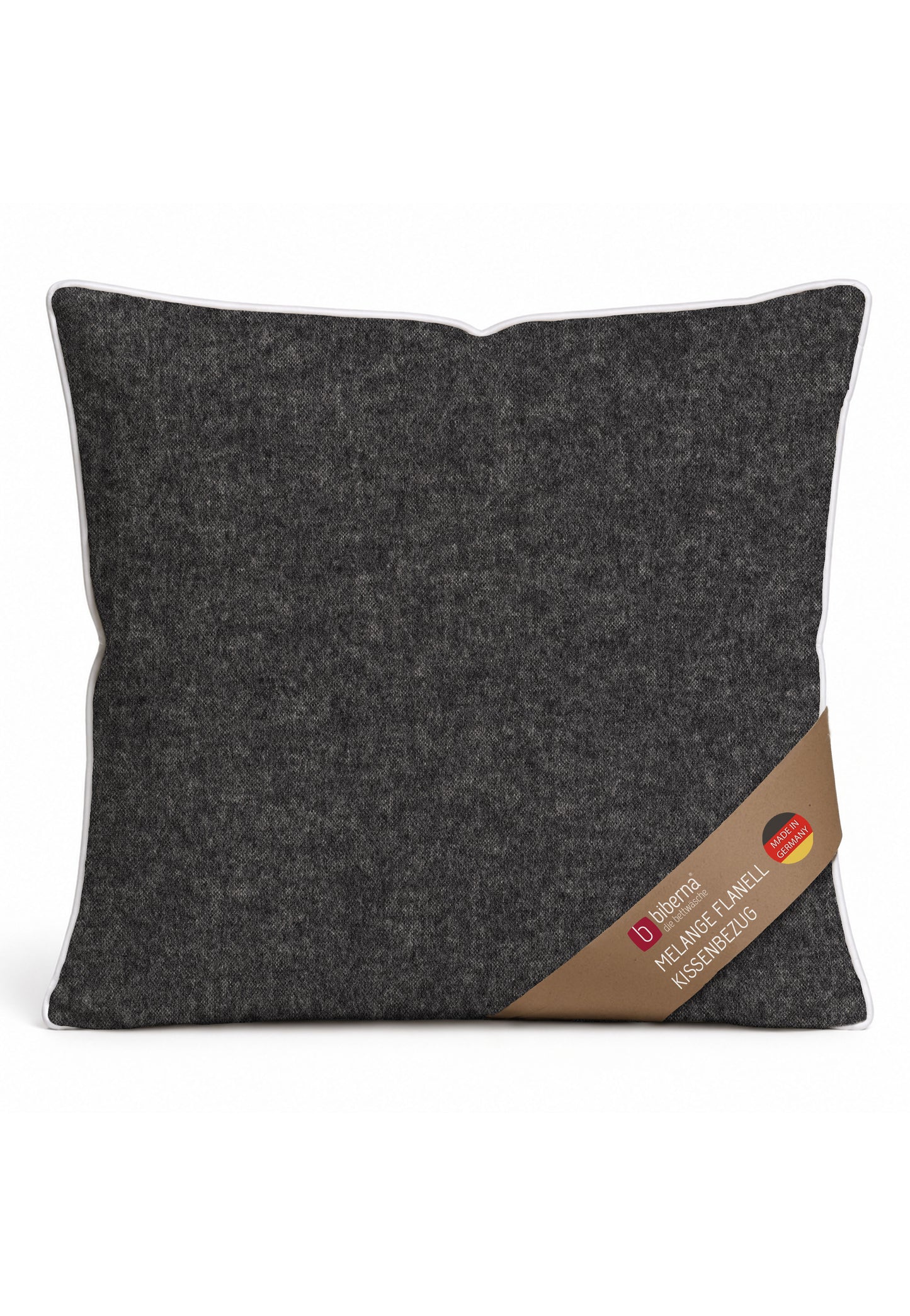 biberna Melange-Flanell Kissenbezug Titanium – Biber