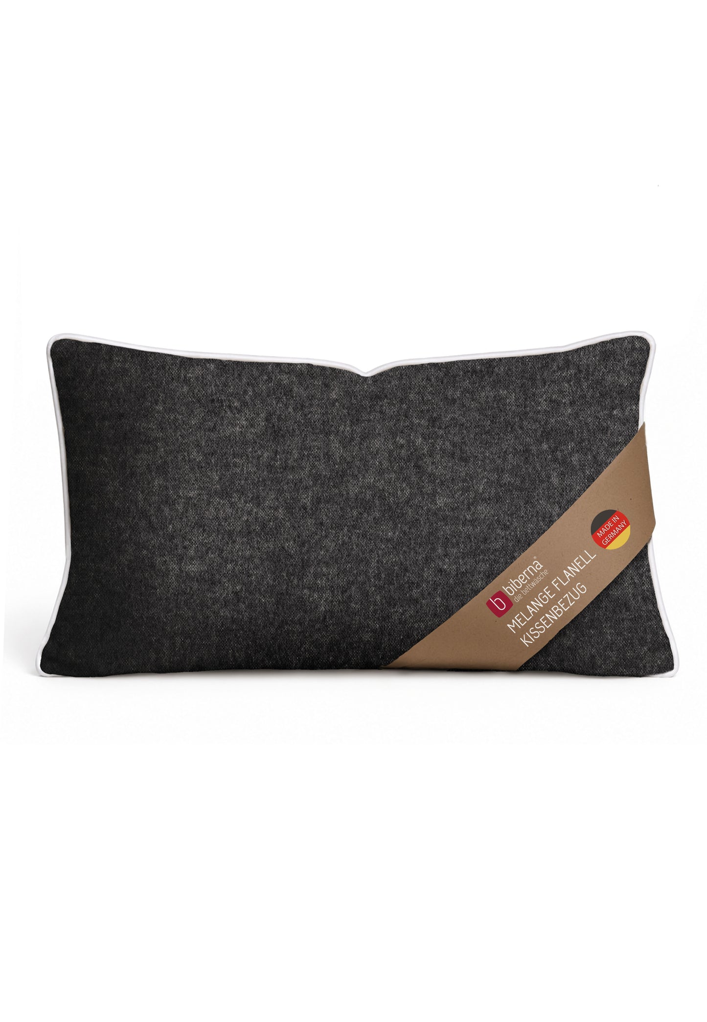 biberna Melange-Flanell Kissenbezug Titanium – Biber