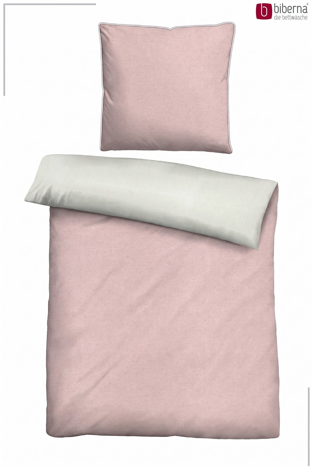 biberna Melange-Flanell Bettwäsche – Set flach ausgelegt