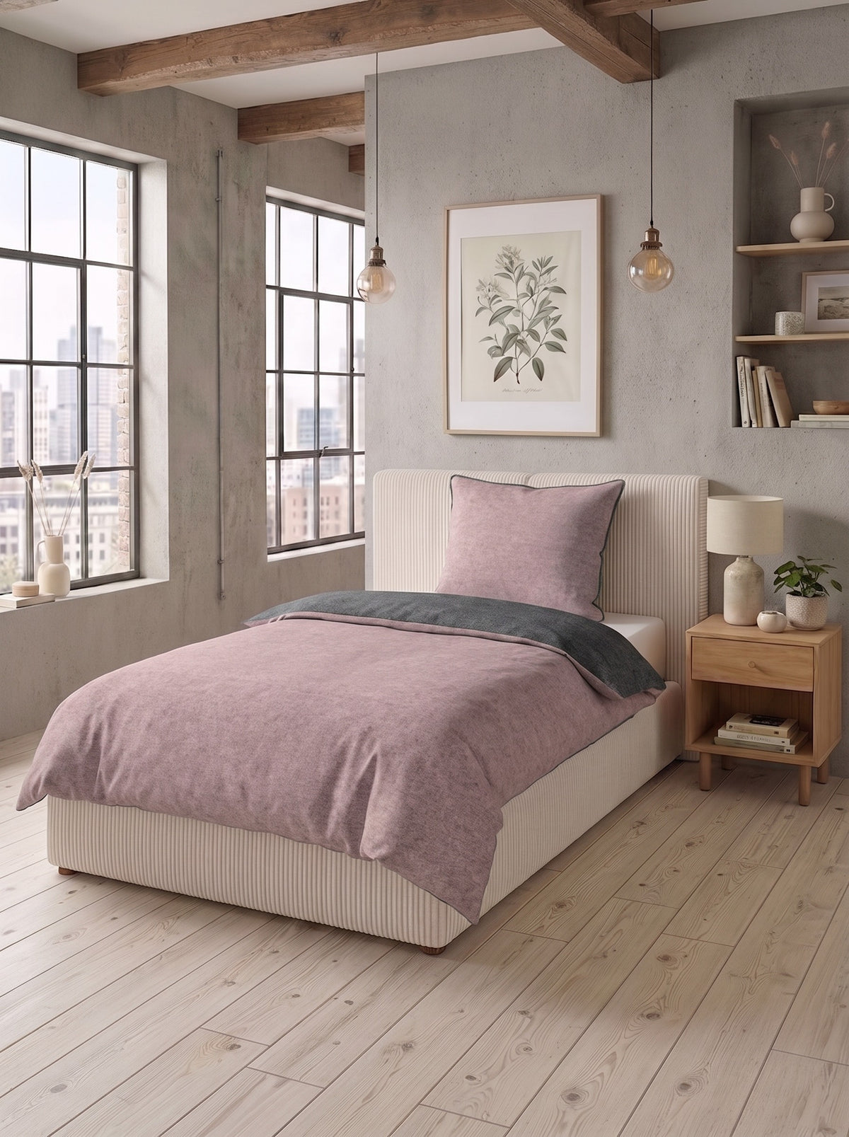 biberna Melange-Flanell Bettwäsche im Schlafzimmer