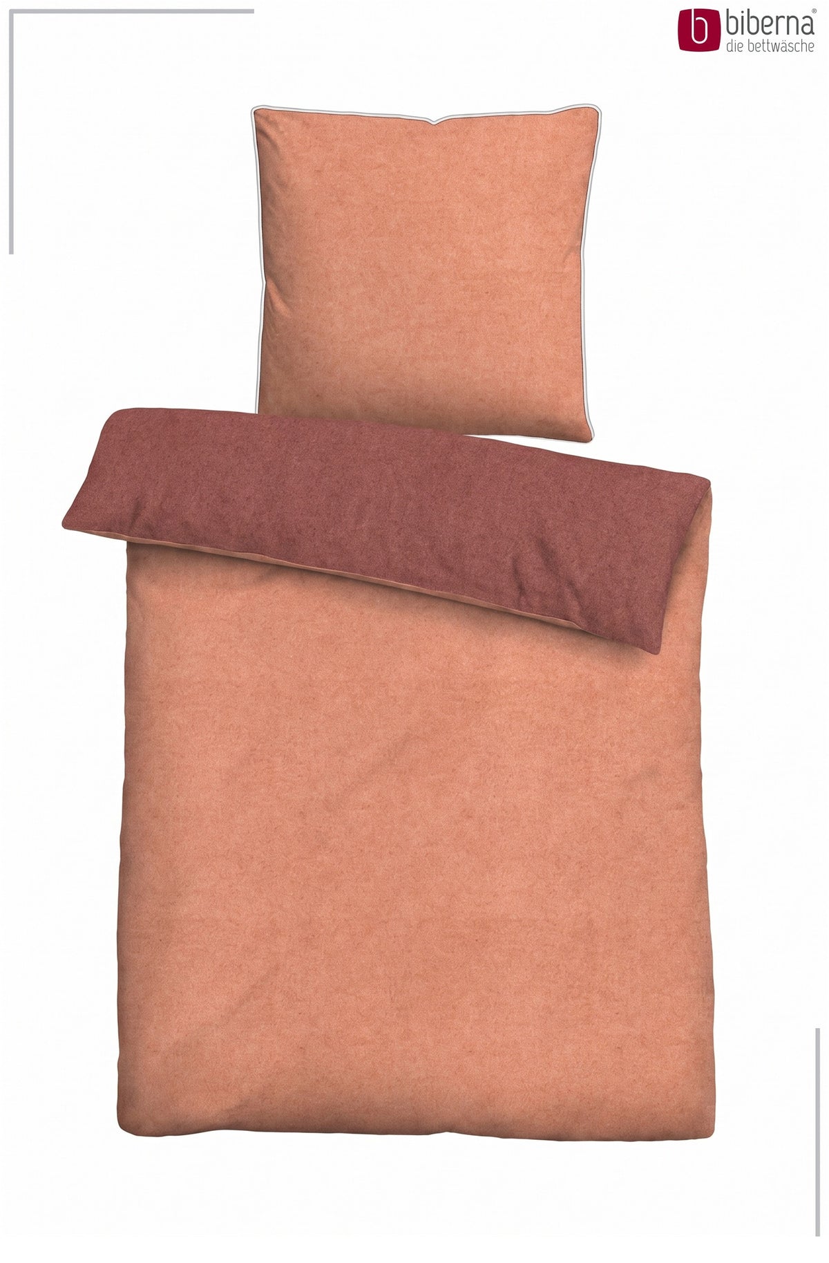 biberna Melange-Flanell Bettwäsche – Set flach ausgelegt
