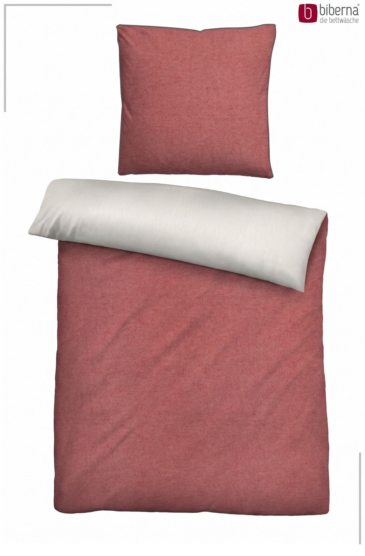 biberna Melange-Flanell Bettwäsche - Set flach ausgelegt