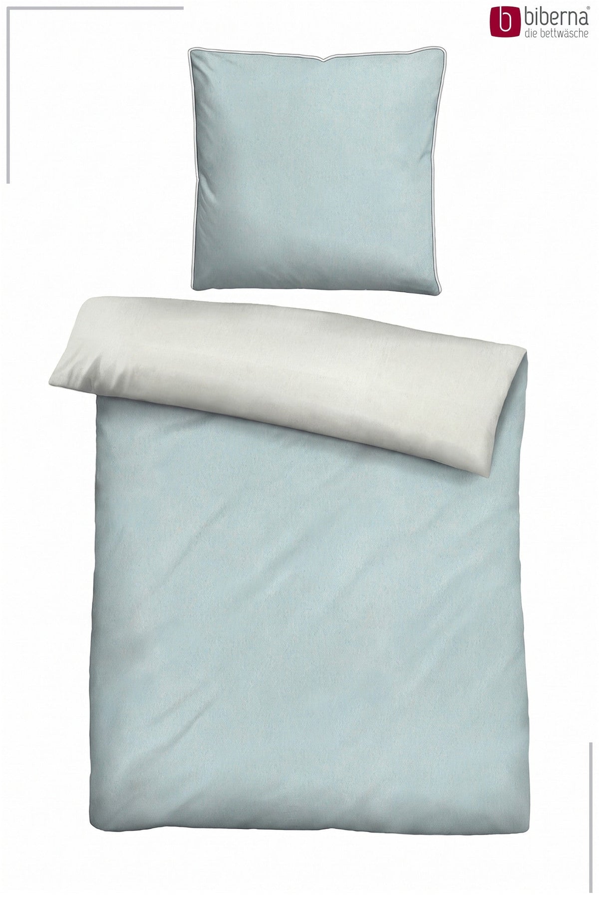 biberna Melange-Flanell Bettwäsche - Set flach ausgelegt