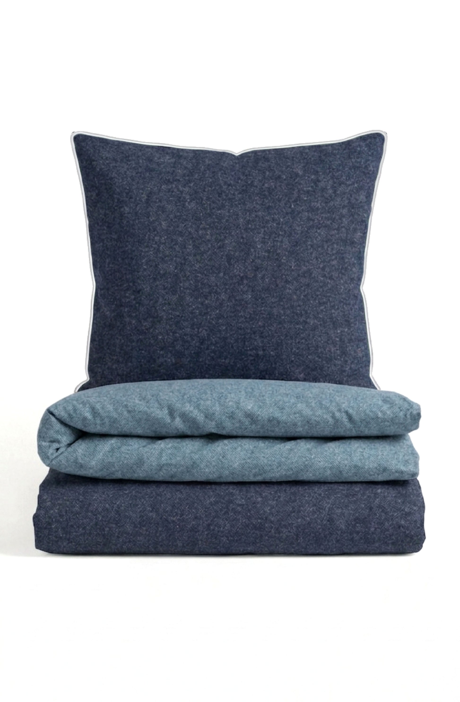 biberna Melange-Flanell Bettwäsche Blau – Biber