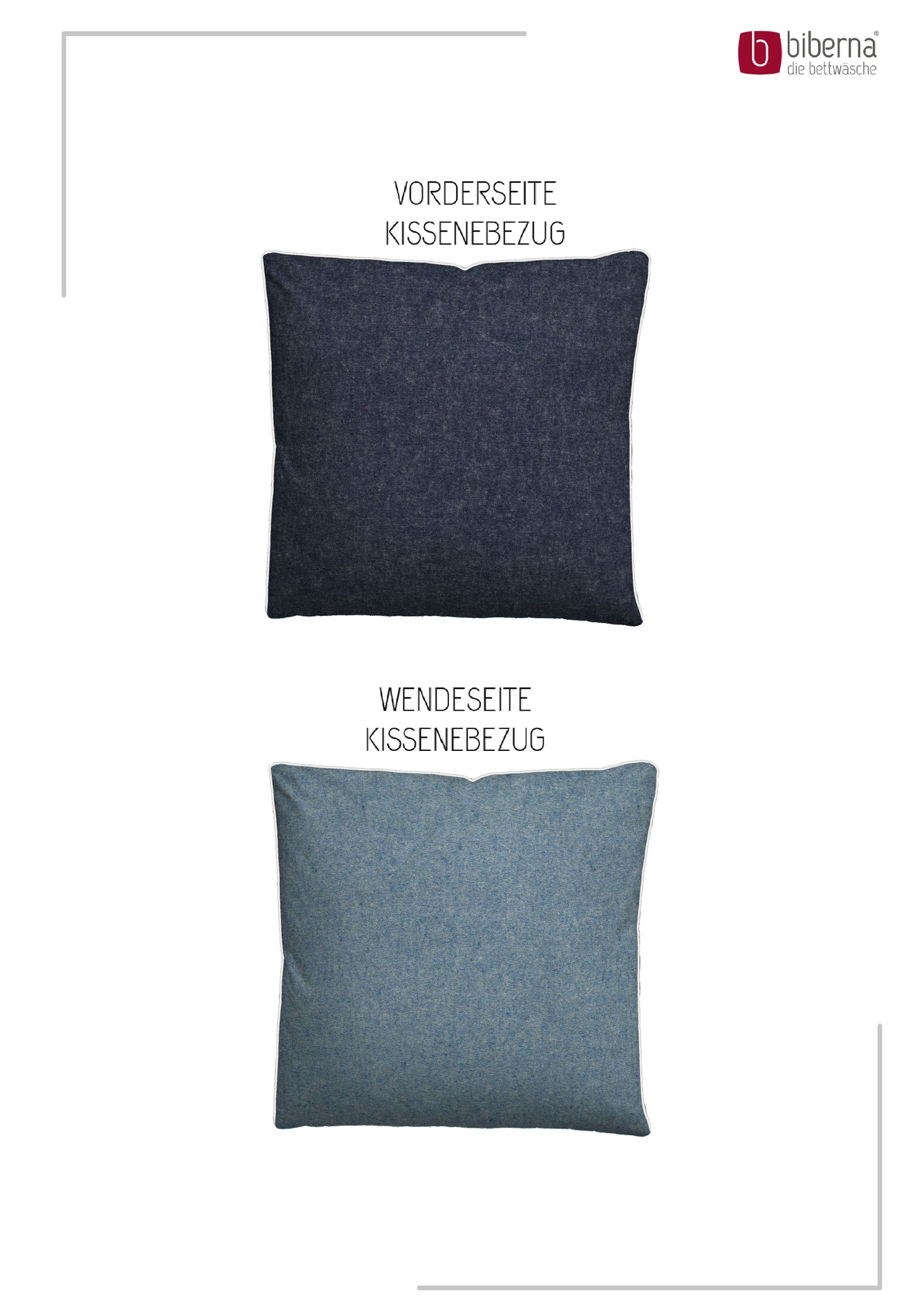 biberna Melange-Flanell Kissenbezug Blau – Produktdetail