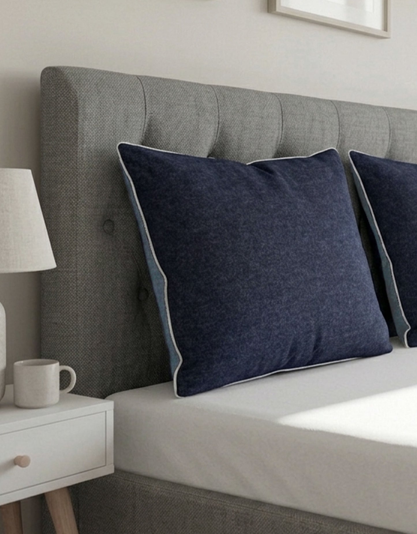 biberna Melange-Flanell Kissenbezug Blau – Produktdetail