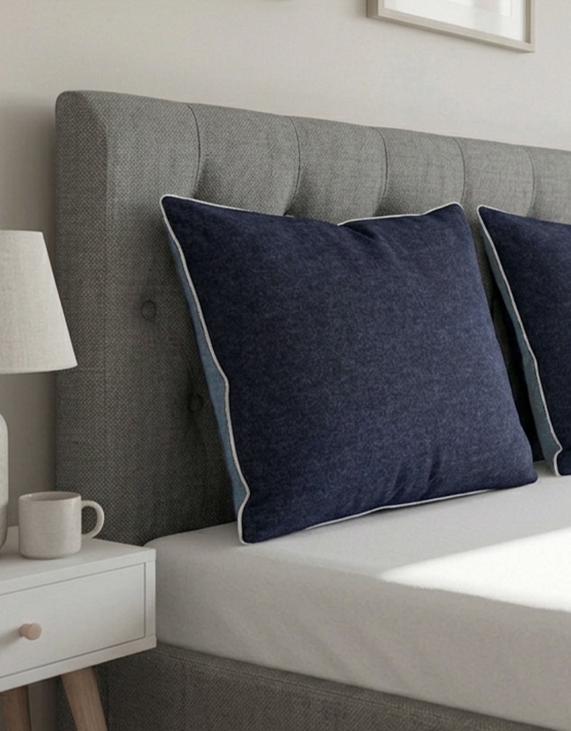 biberna Melange-Flanell Kissenbezug Blau – Produktdetail