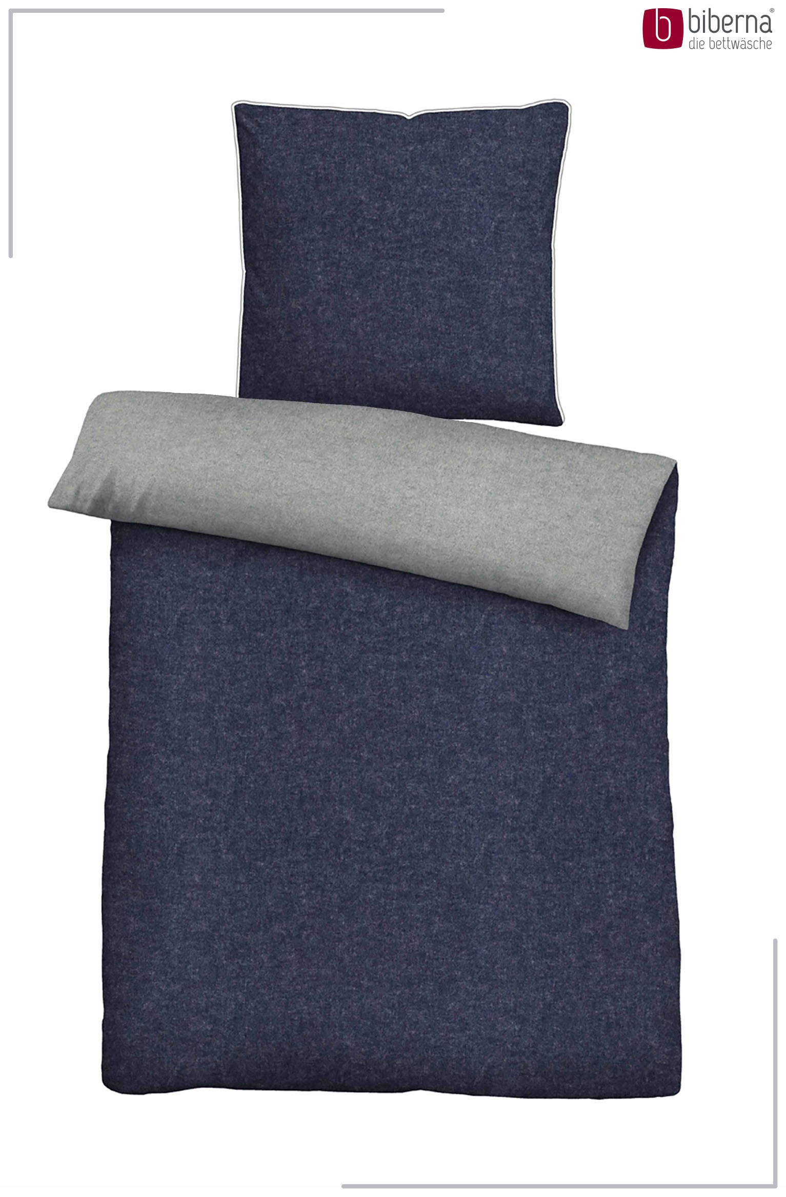 biberna Melange-Flanell Bettwäsche Marine – Produktdetail
