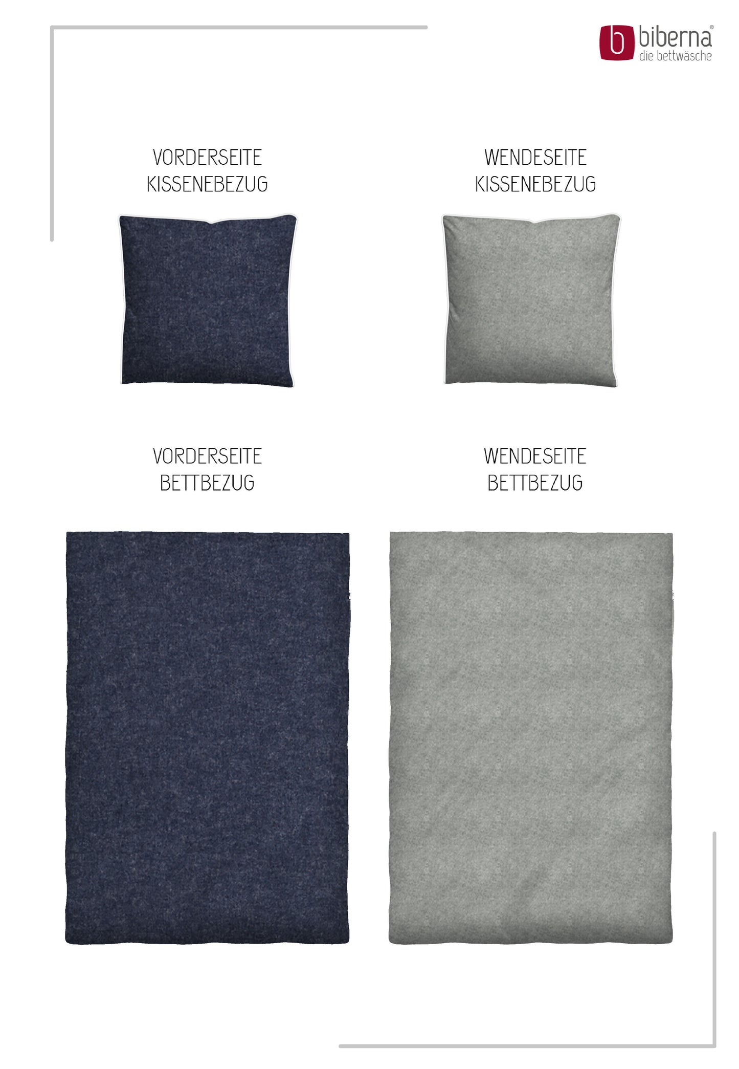 biberna Melange-Flanell Bettwäsche Marine – Produktdetail