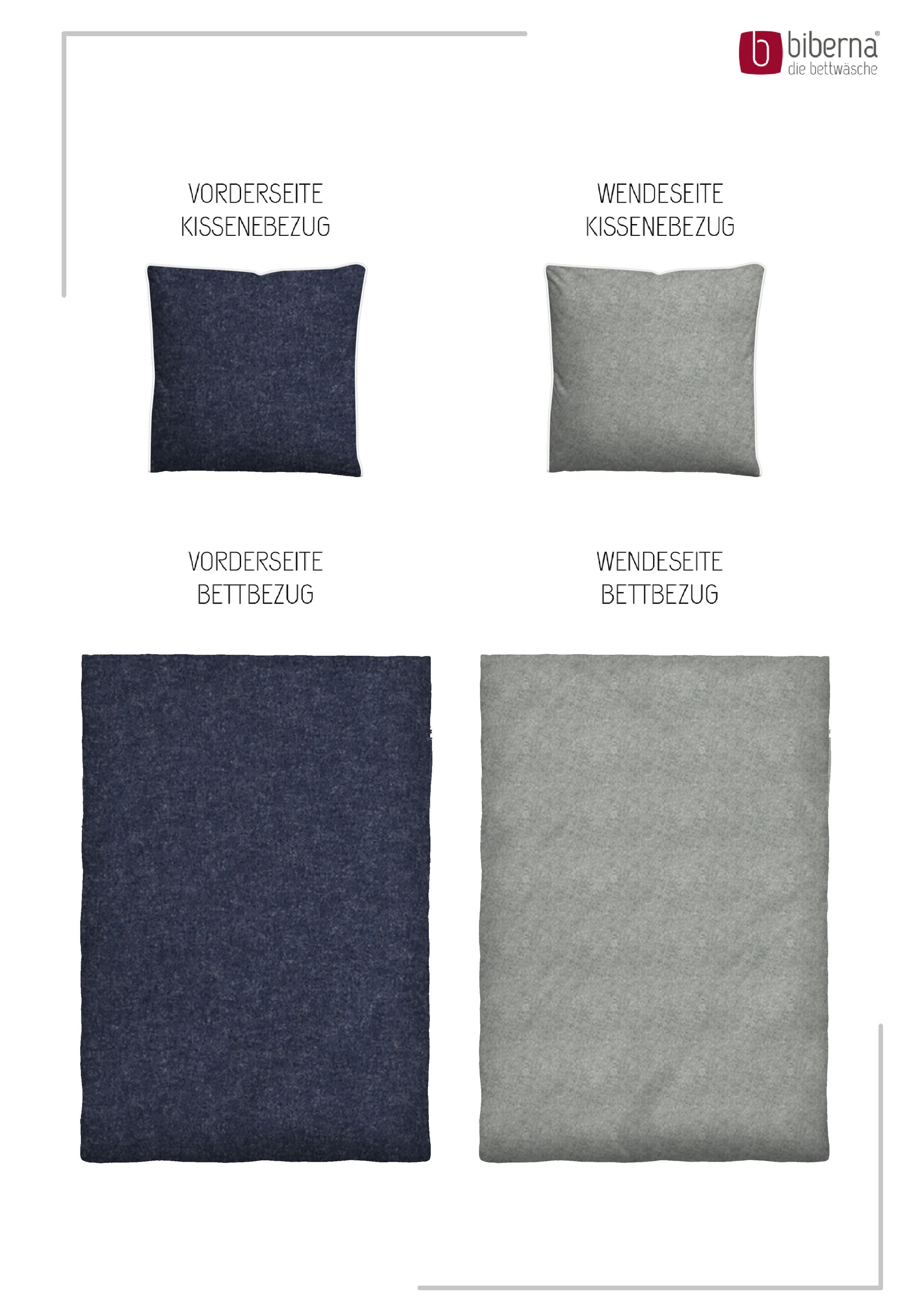 biberna Melange-Flanell Bettwäsche Marine – Produktdetail