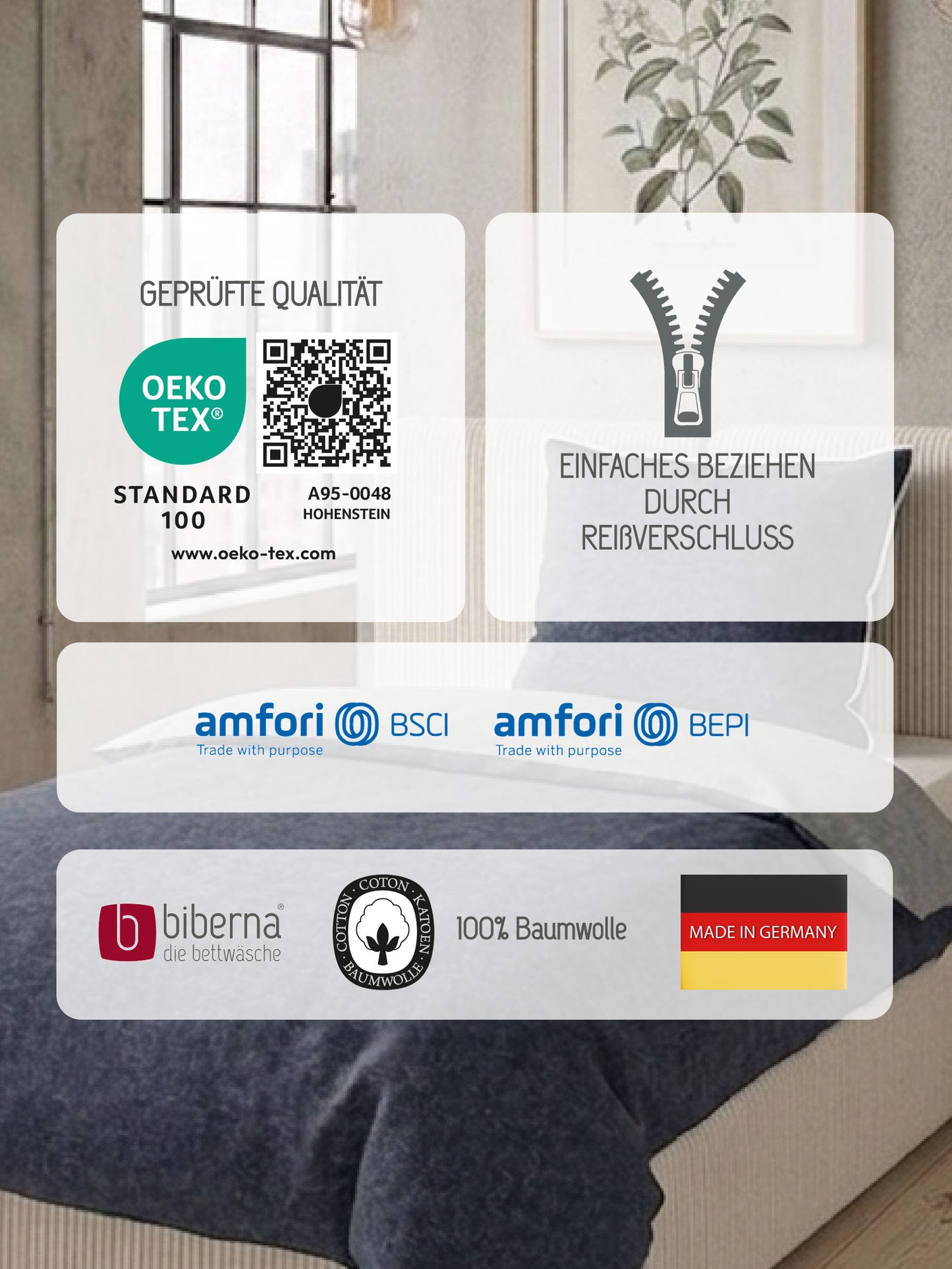biberna Melange-Flanell Bettwäsche Marine – Produktdetail