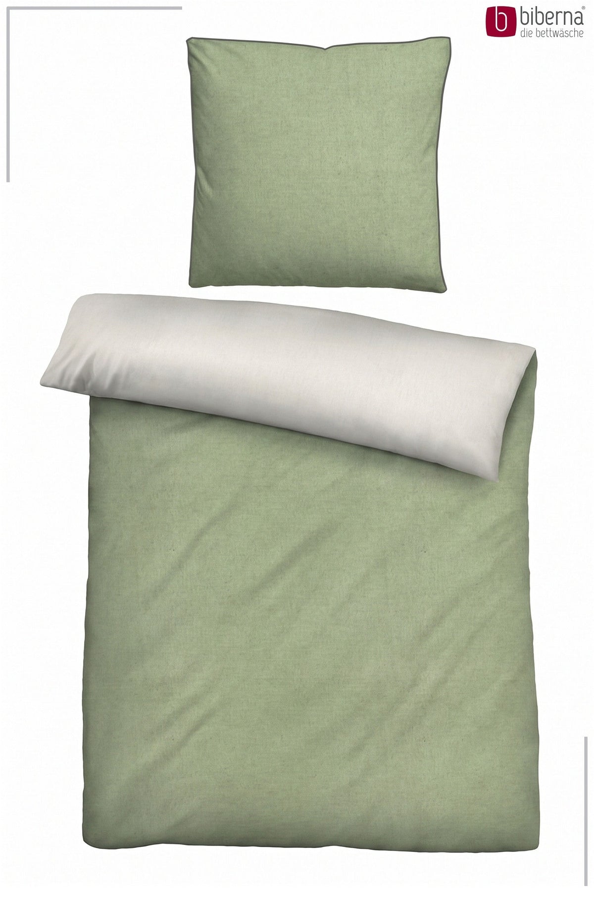 biberna Melange-Flanell Bettwäsche - Set flach ausgelegt
