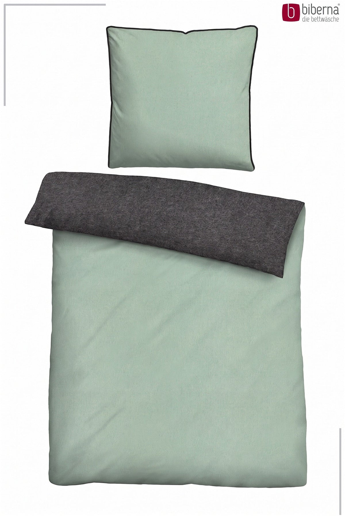 biberna Melange-Flanell Bettwäsche - Set flach ausgelegt