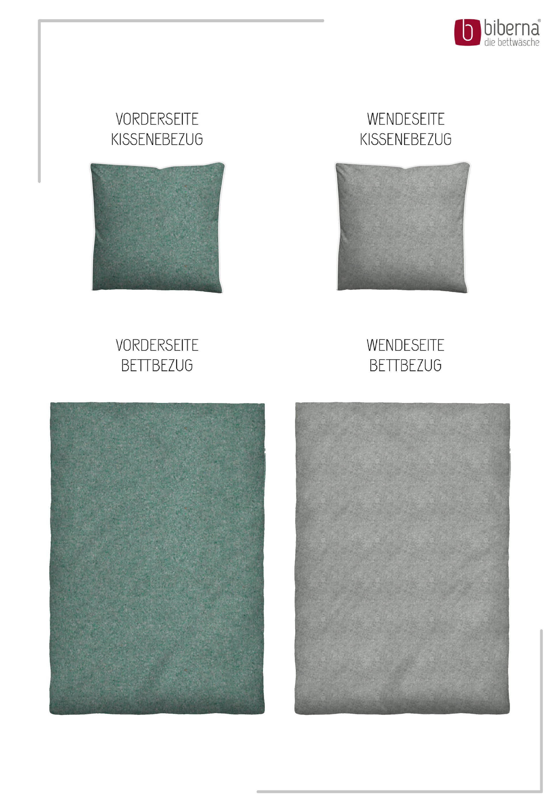biberna Melange-Flanell Bettwäsche Fichte – Produktdetail