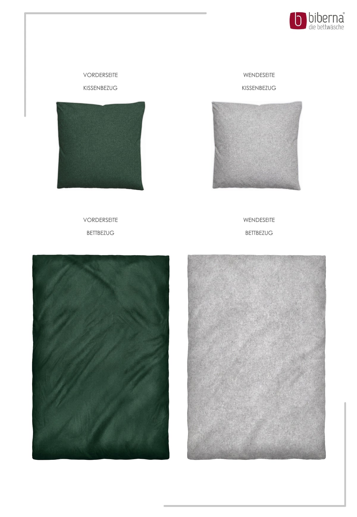 biberna Melange-Flanell Bettwäsche - Vorder- und Wendeseite