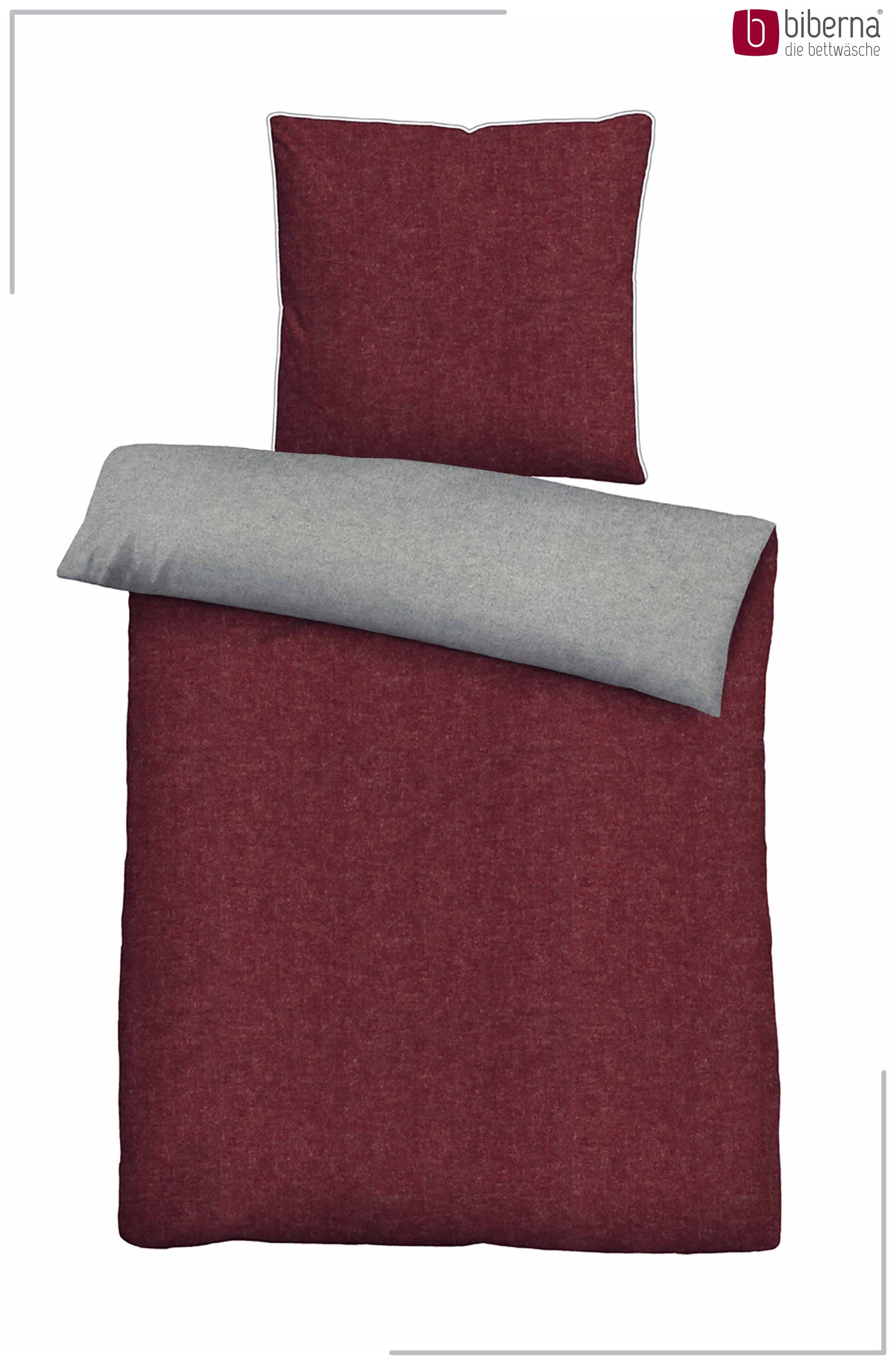biberna Melange-Flanell Bettwäsche Burgund – Produktdetail